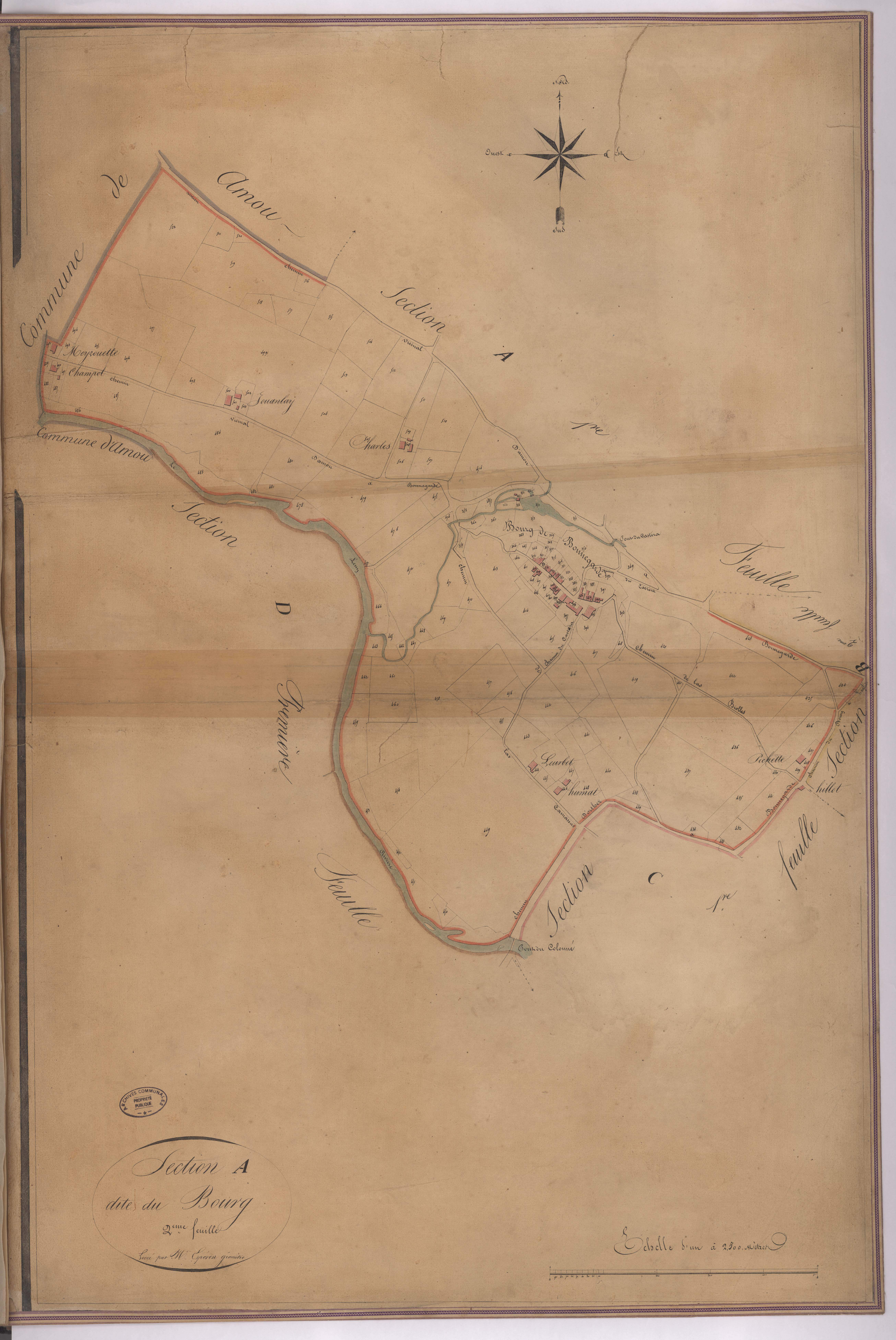 Bonnegarde - Section A, dite du Bourg, 2e feuille, par Espéron géomètre
