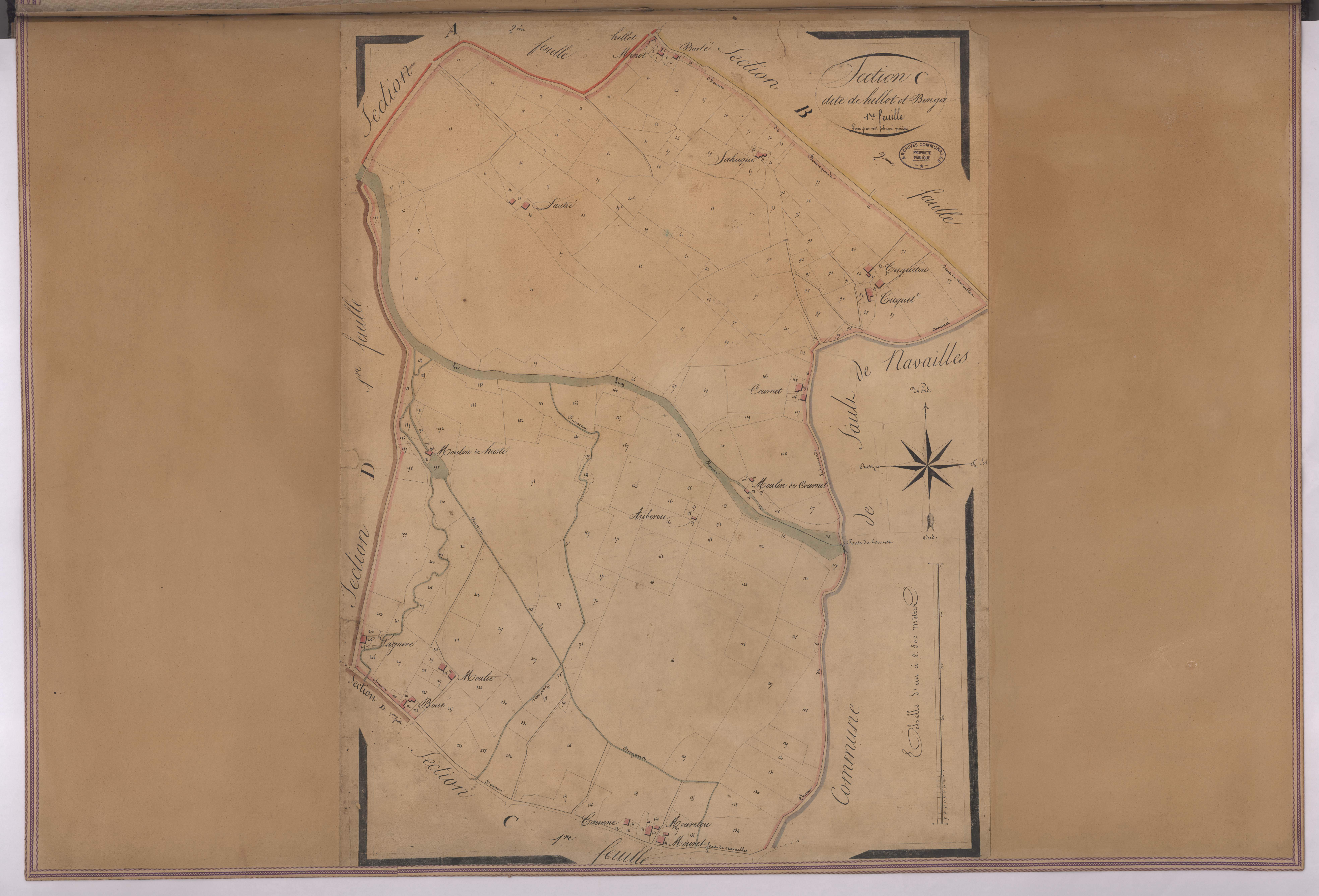Bonnegarde - Section C, dite de Hillot et Benga, 1re feuille, par Sahuqué géomètre