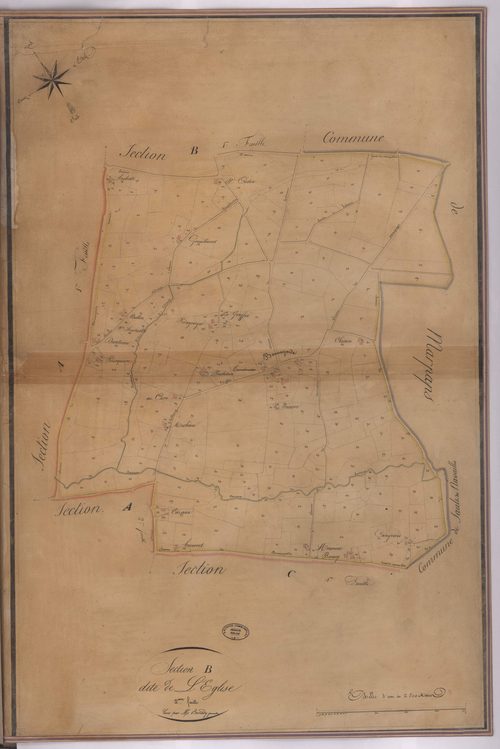 Bonnegarde - Section B, dite de l'Eglise, 2e feuille, par Bernady géomètre
