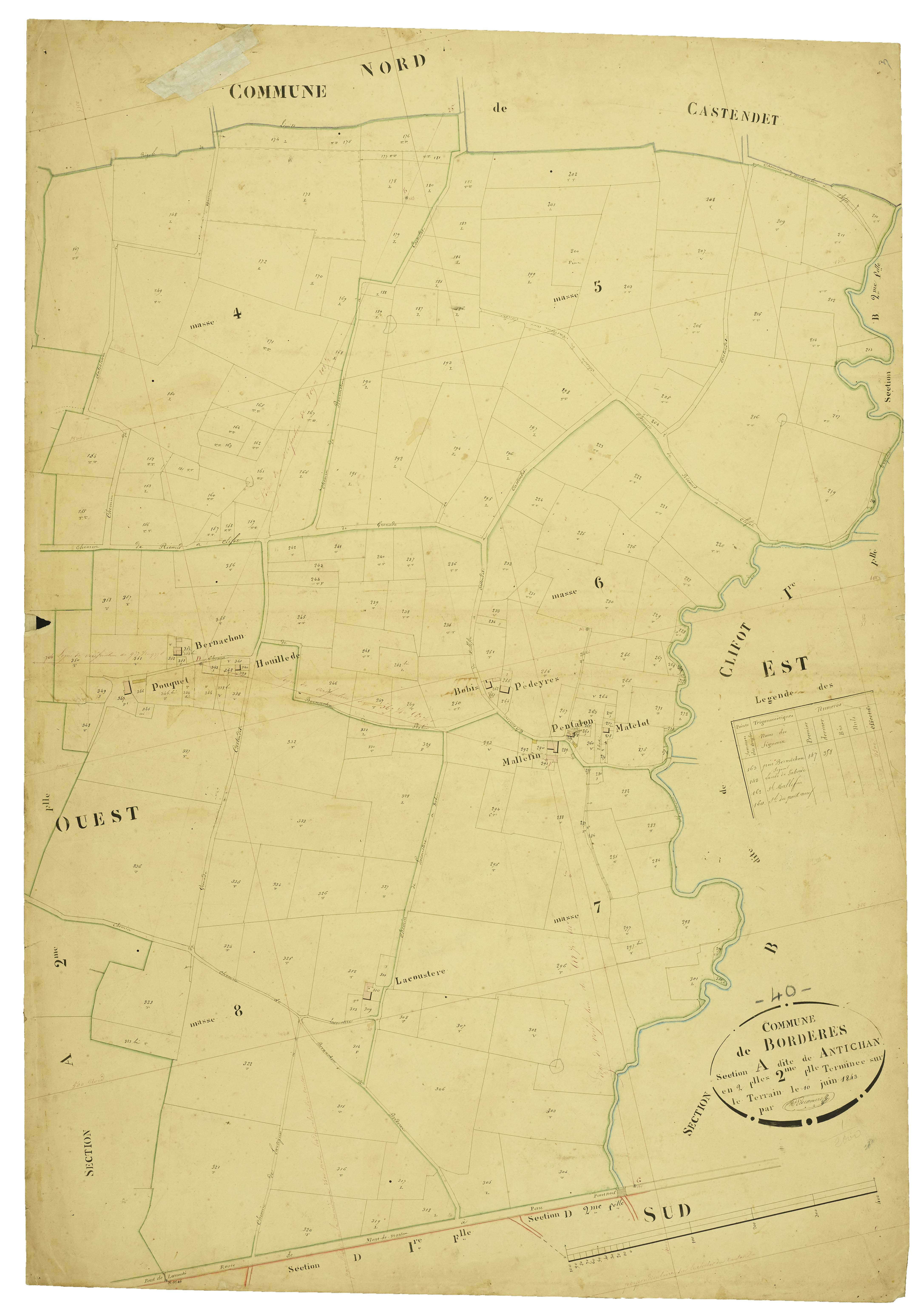 Bordères-et-Lamensans - Section A, feuille 2