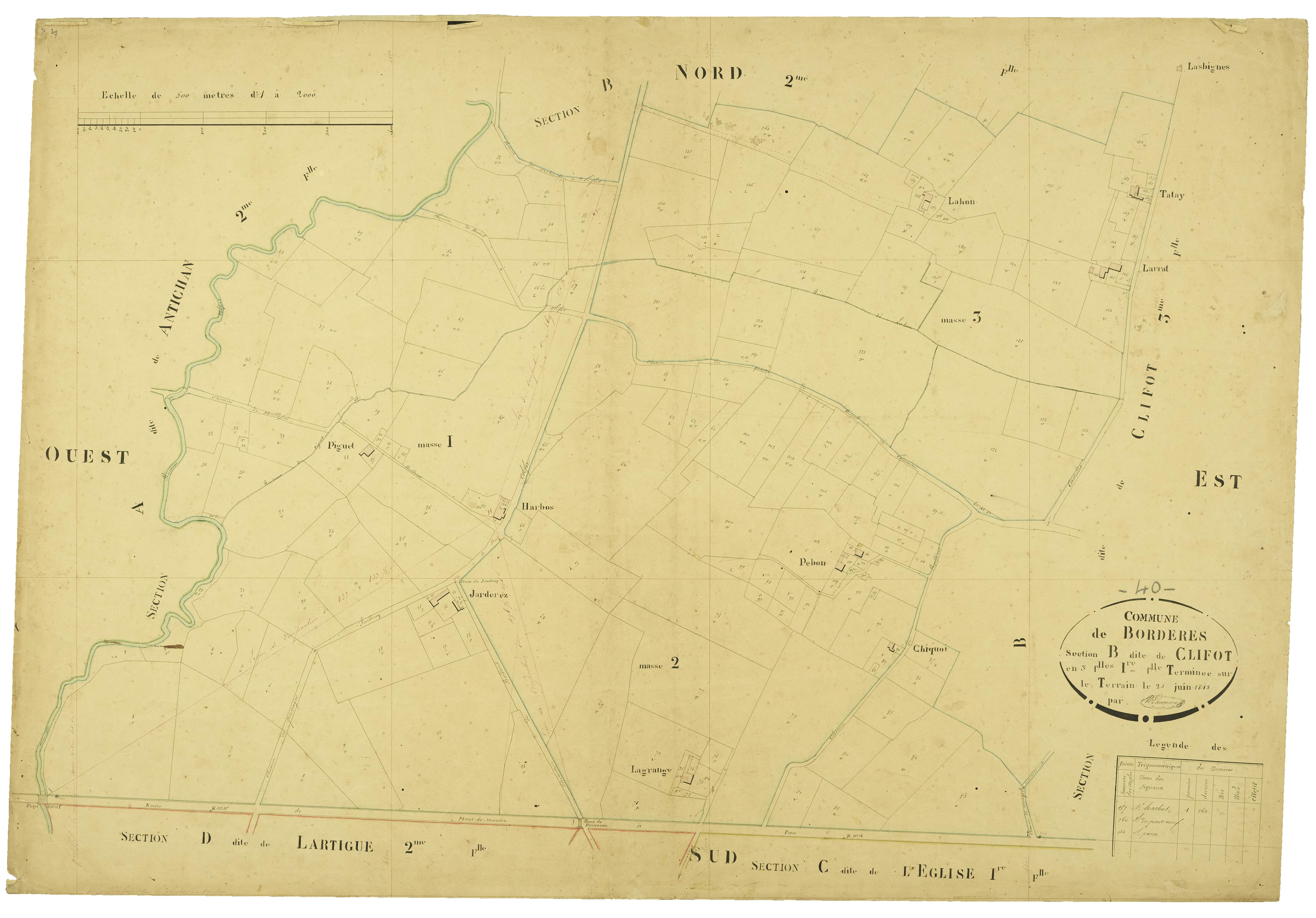 Bordères-et-Lamensans - Section B, feuille 1
