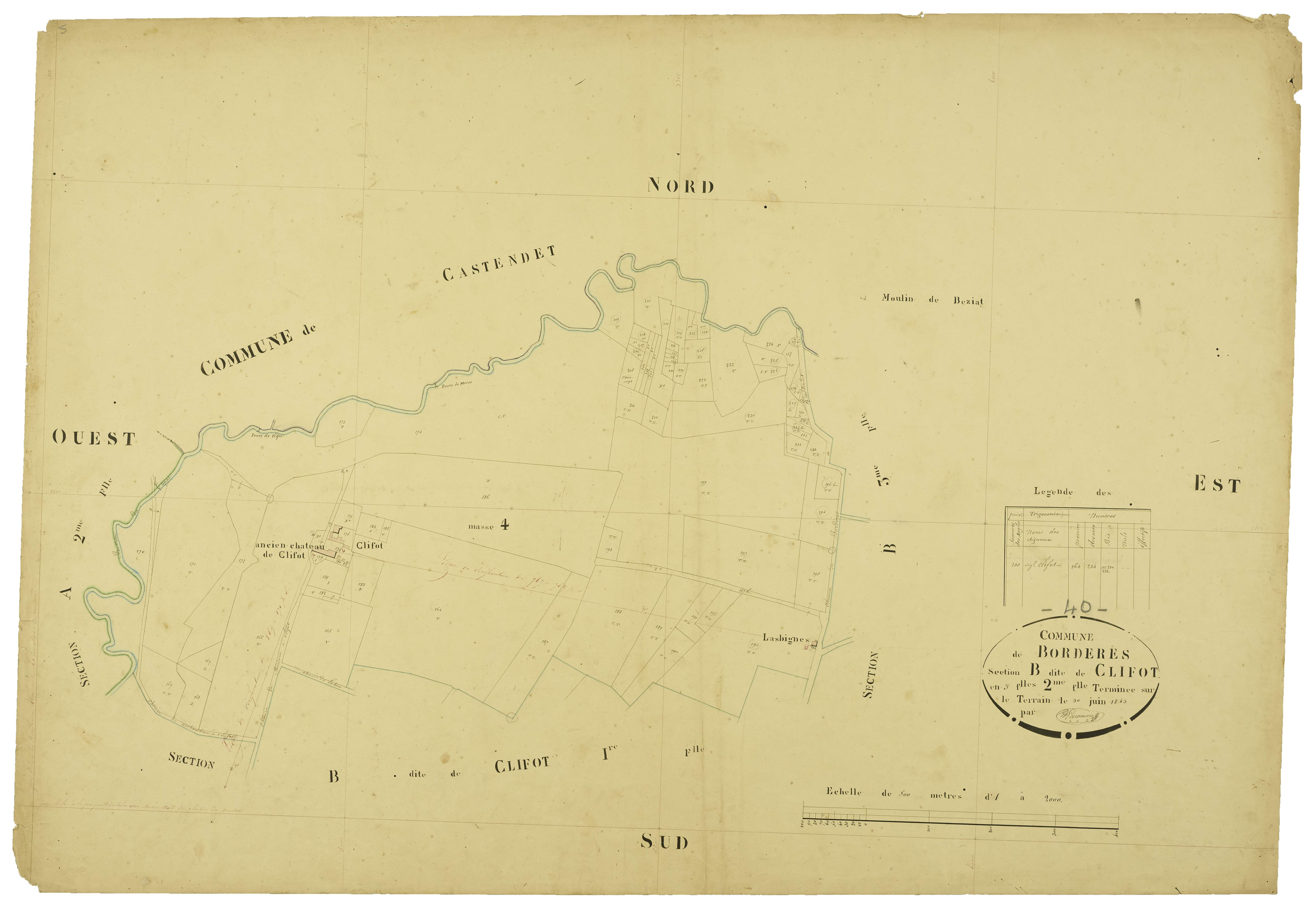 Bordères-et-Lamensans - Section B, feuille 2