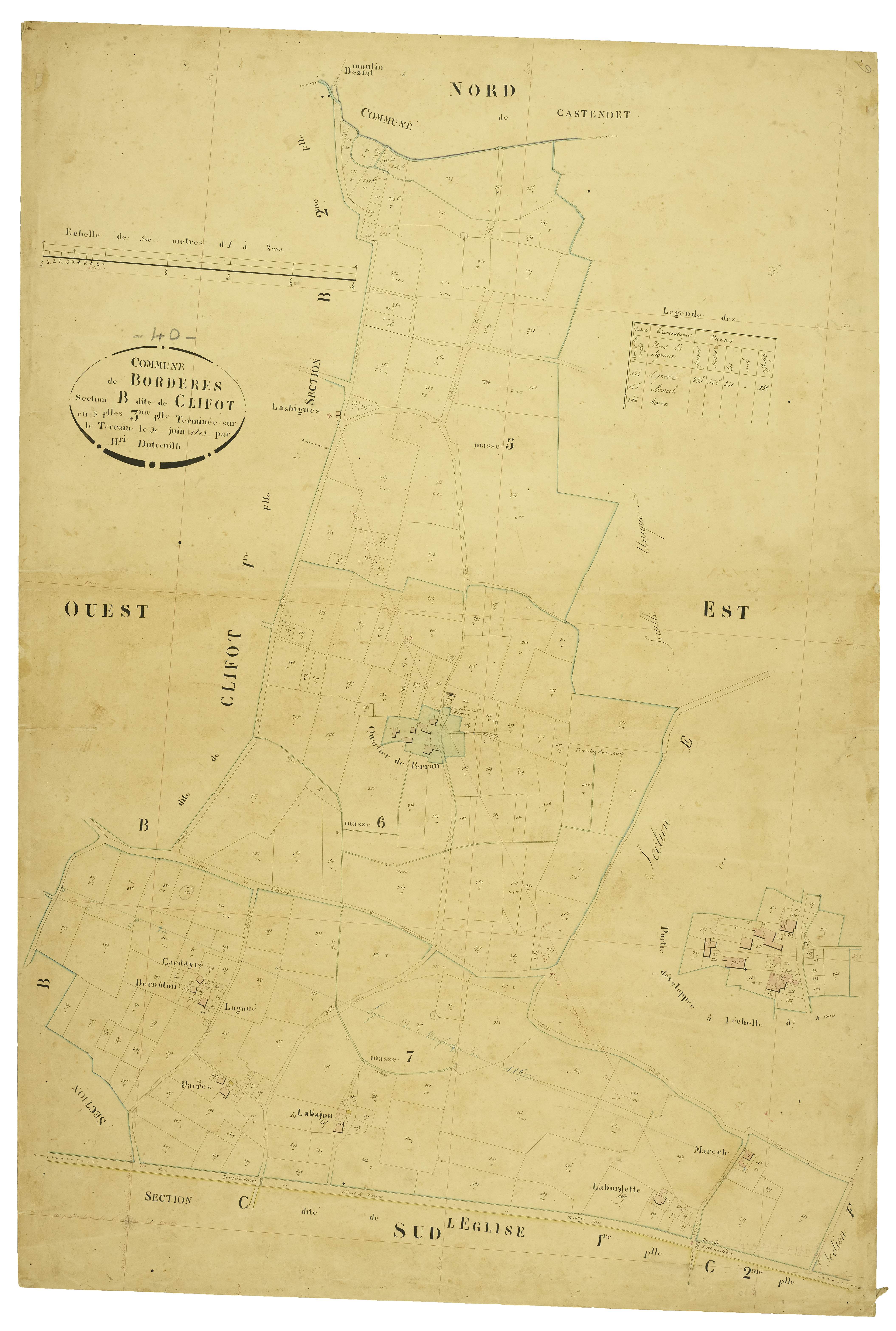 Bordères-et-Lamensans - Section B, feuille 3