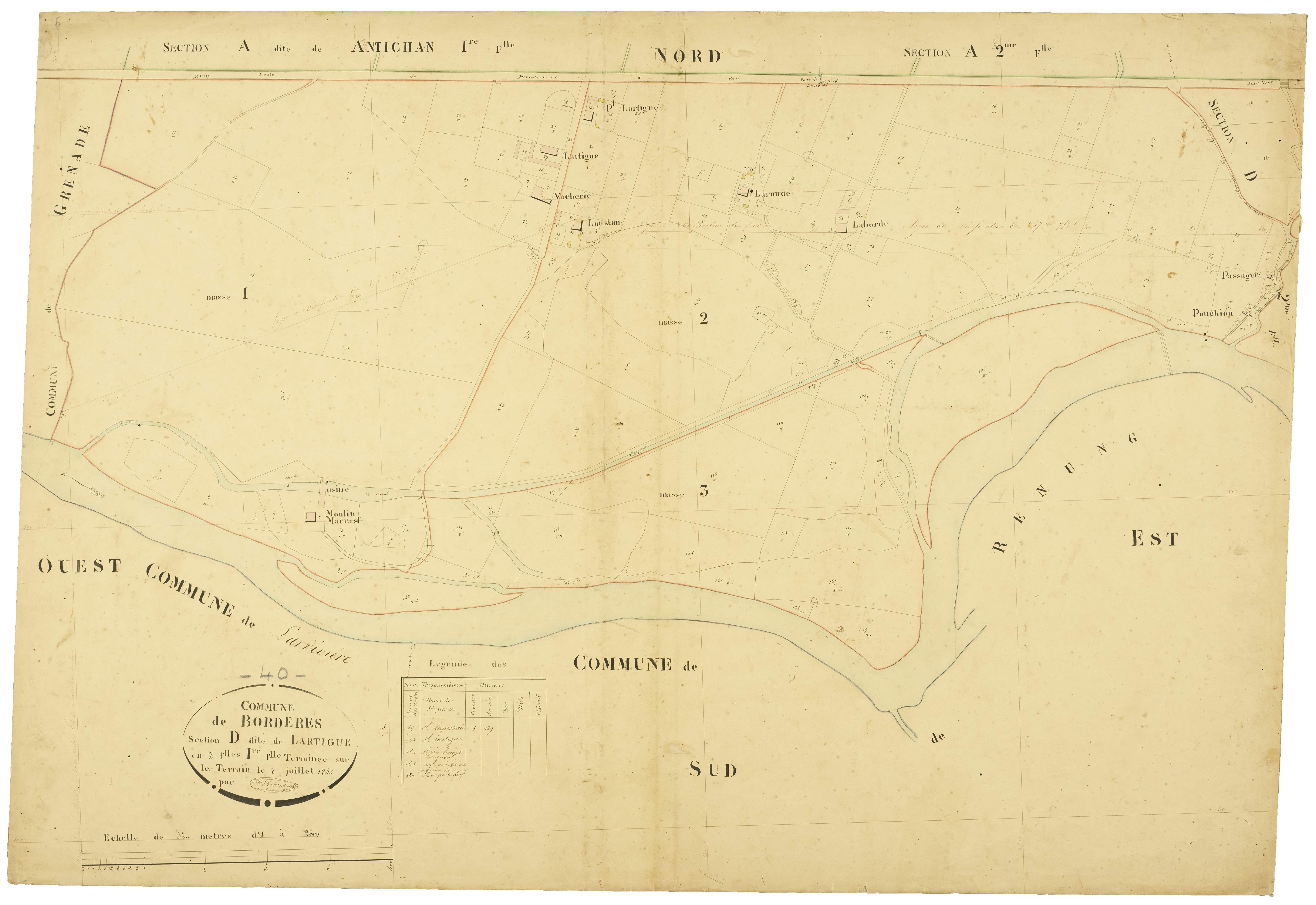 Bordères-et-Lamensans - Section D, feuille 1