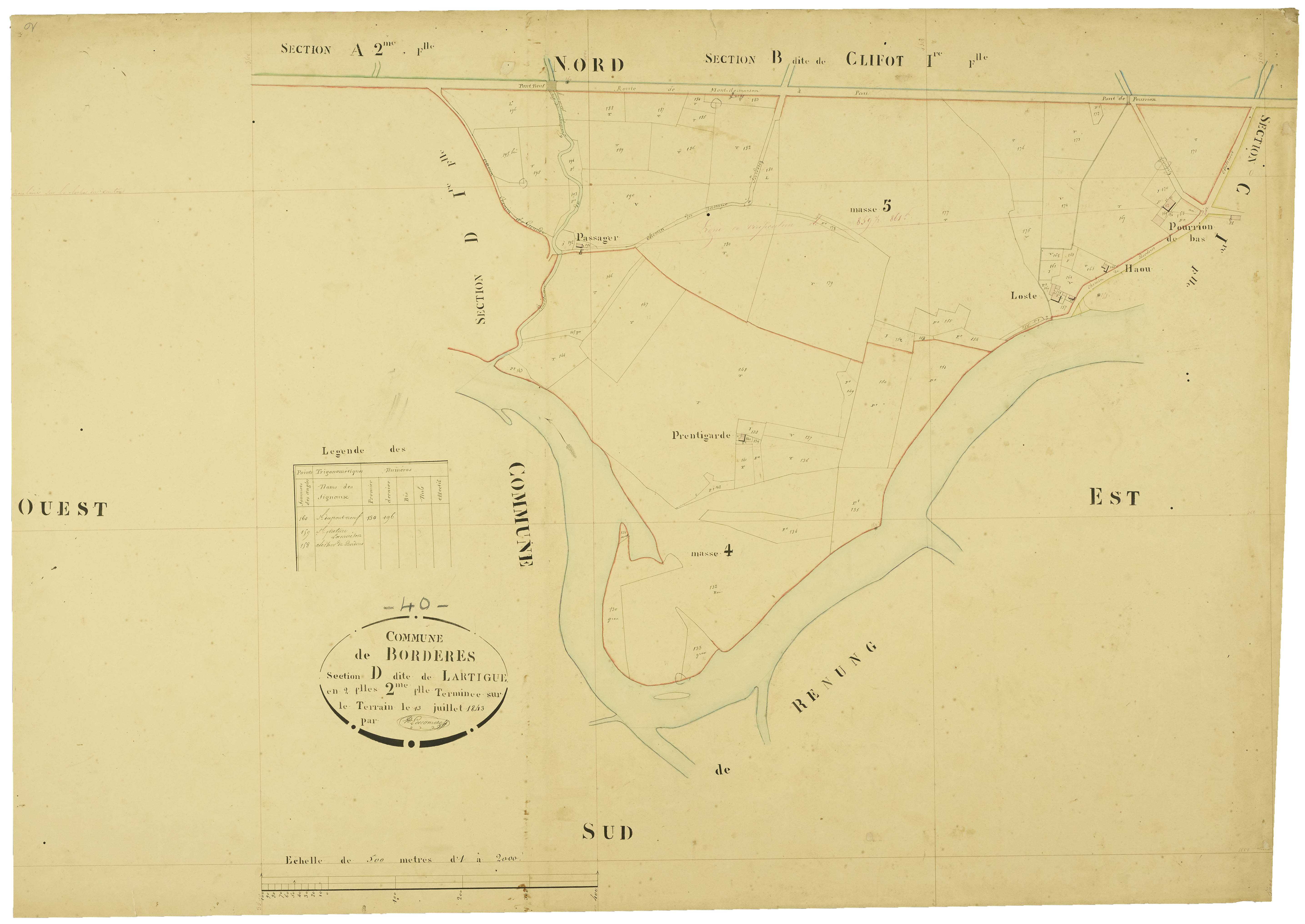 Bordères-et-Lamensans - Section D, feuille 2