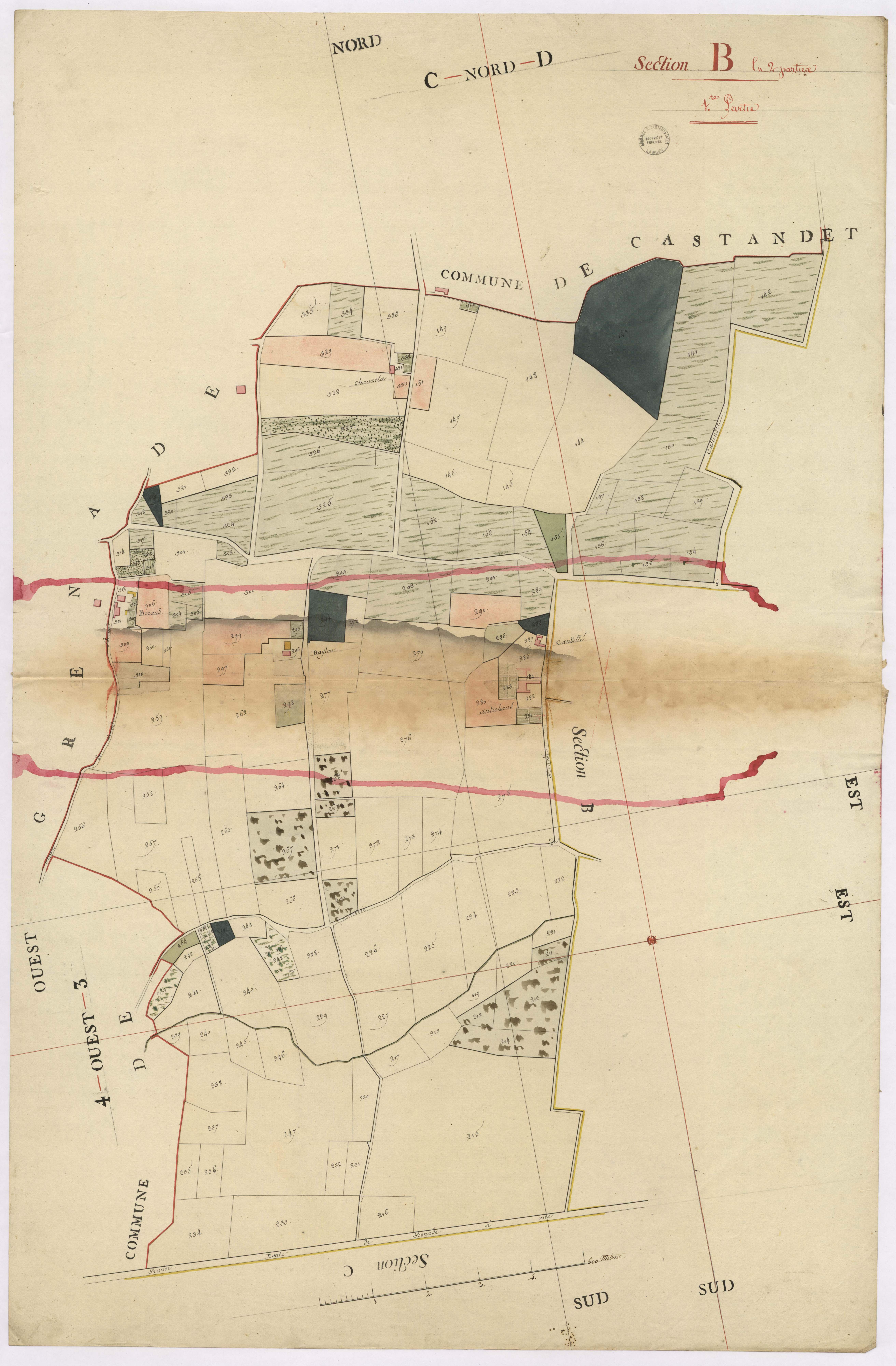 Bordères-et-Lamensans - Section B, 1re partie