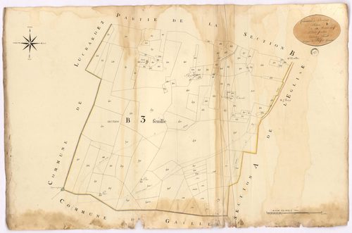 Bostens - Section B, dite du Moulin neuf, 3e feuille, par Fagé géomètre