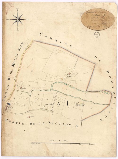 Bostens - Section A, dite de l'Eglise, 1re feuille, par Fagé géomètre