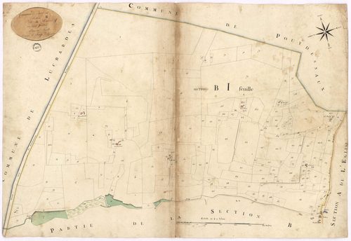 Bostens - Section B, dite du Moulin neuf, 1re feuille, par Fagé géomètre