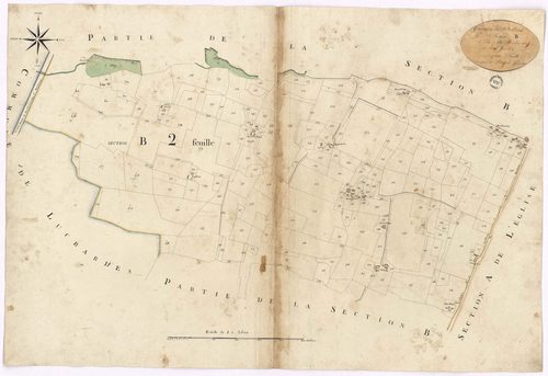 Bostens - Section B, dite du Moulin neuf, 2e feuille, par Fagé géomètre