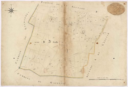 Bostens - Section B, dite du Moulin neuf, 3e feuille, par Fagé géomètre