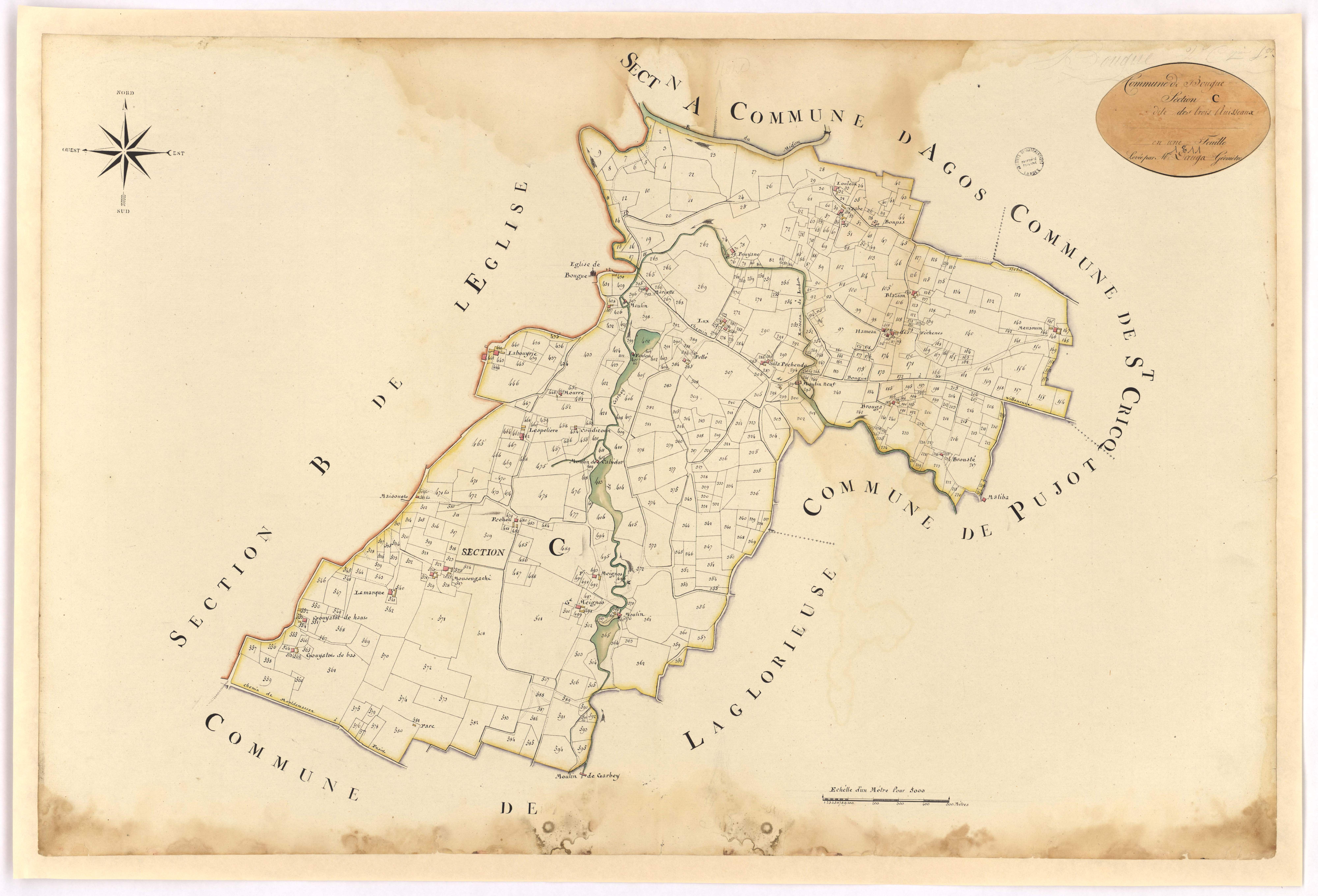 Bougue - Section C, dite des Trois Ruisseaux, par Dauga géomètre