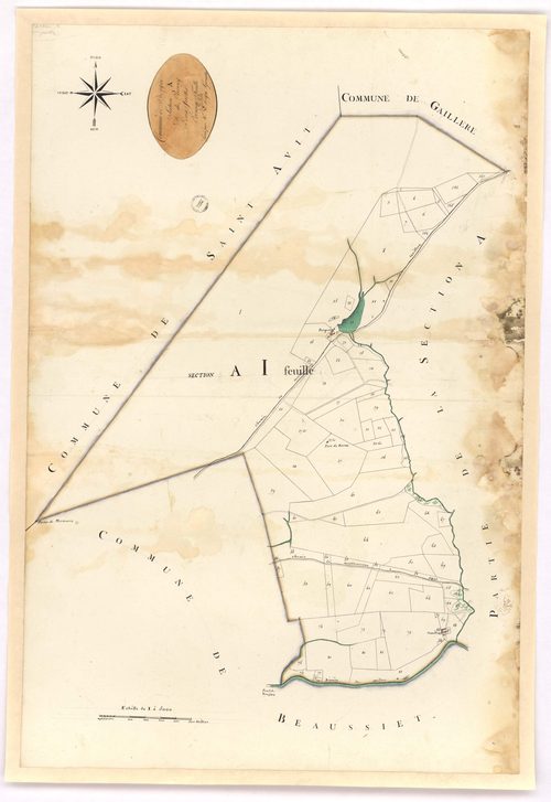 Bougue - Section A, dite de Perrouy, 1re feuille, par Dauga géomètre