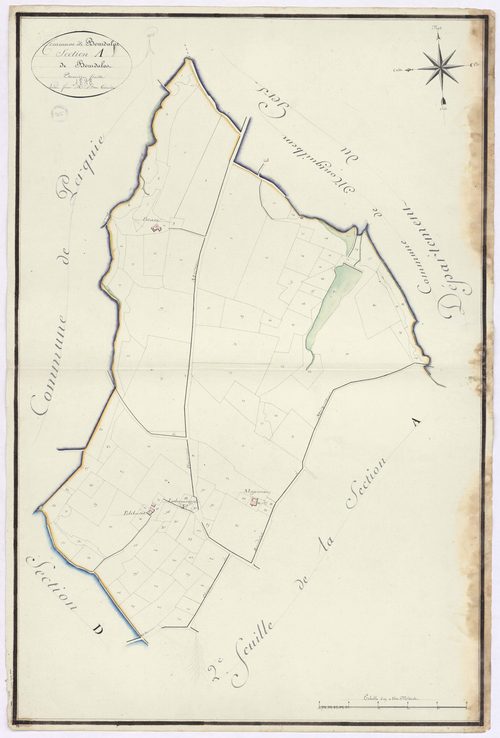 Bourdalat - Section A, dite de Bourdalat, 1re feuille, par Brun géomètre