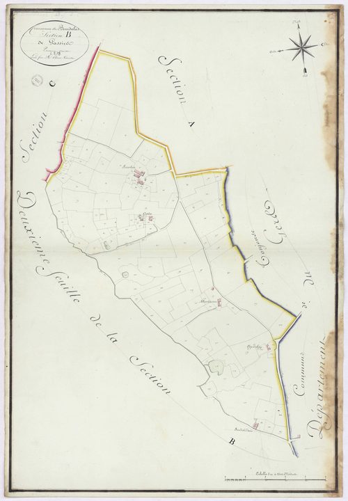 Bourdalat - Section B, dite de Gassies, 1re feuille, par Brun géomètre