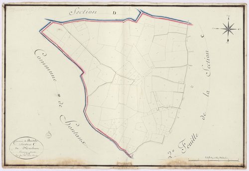 Bourdalat - Section C, dite de Harbeau, 1re feuille, par Brun géomètre