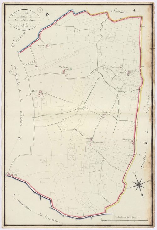 Bourdalat - Section C, dite de Harbeau, 2e feuille, par Brun géomètre