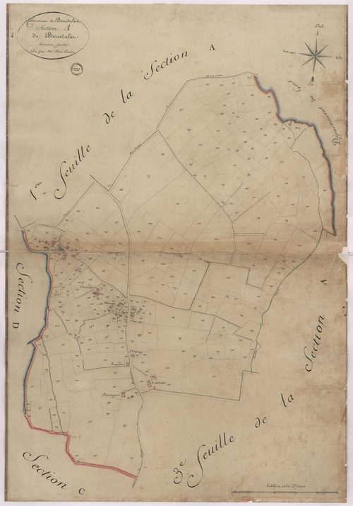 Bourdalat - Section A, dite de Bourdalat, 2e feuille, par Brun géomètre