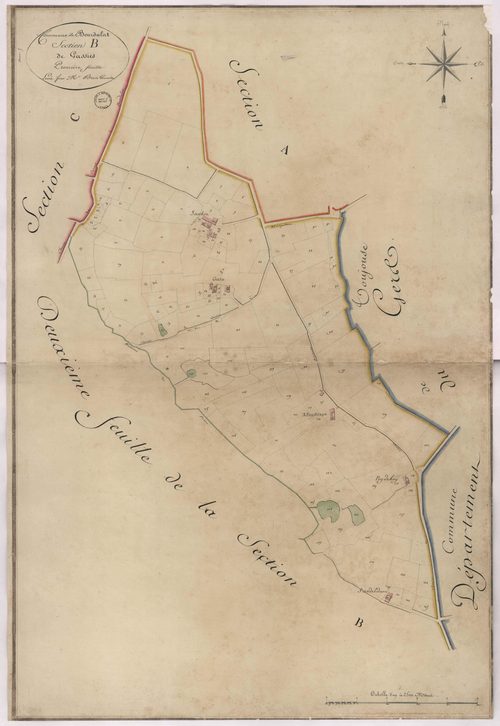 Bourdalat - Section B, dite de Gassies, 1re feuille, par Brun géomètre