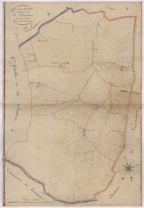 Bourdalat - Section C, dite de Harbeau, 2e feuille, par Brun géomètre