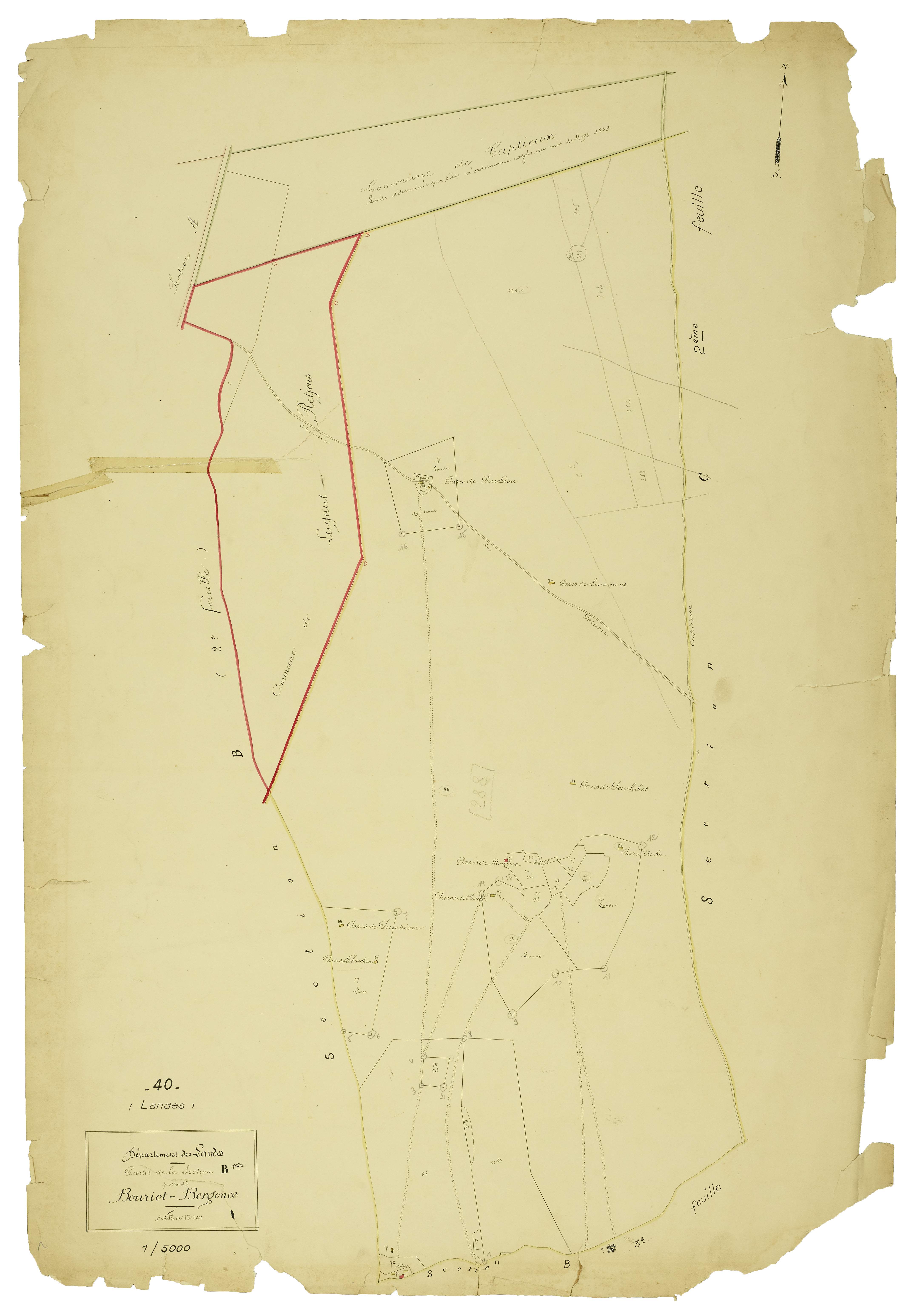 Bourriot-Bergonce - Section B, feuille 1