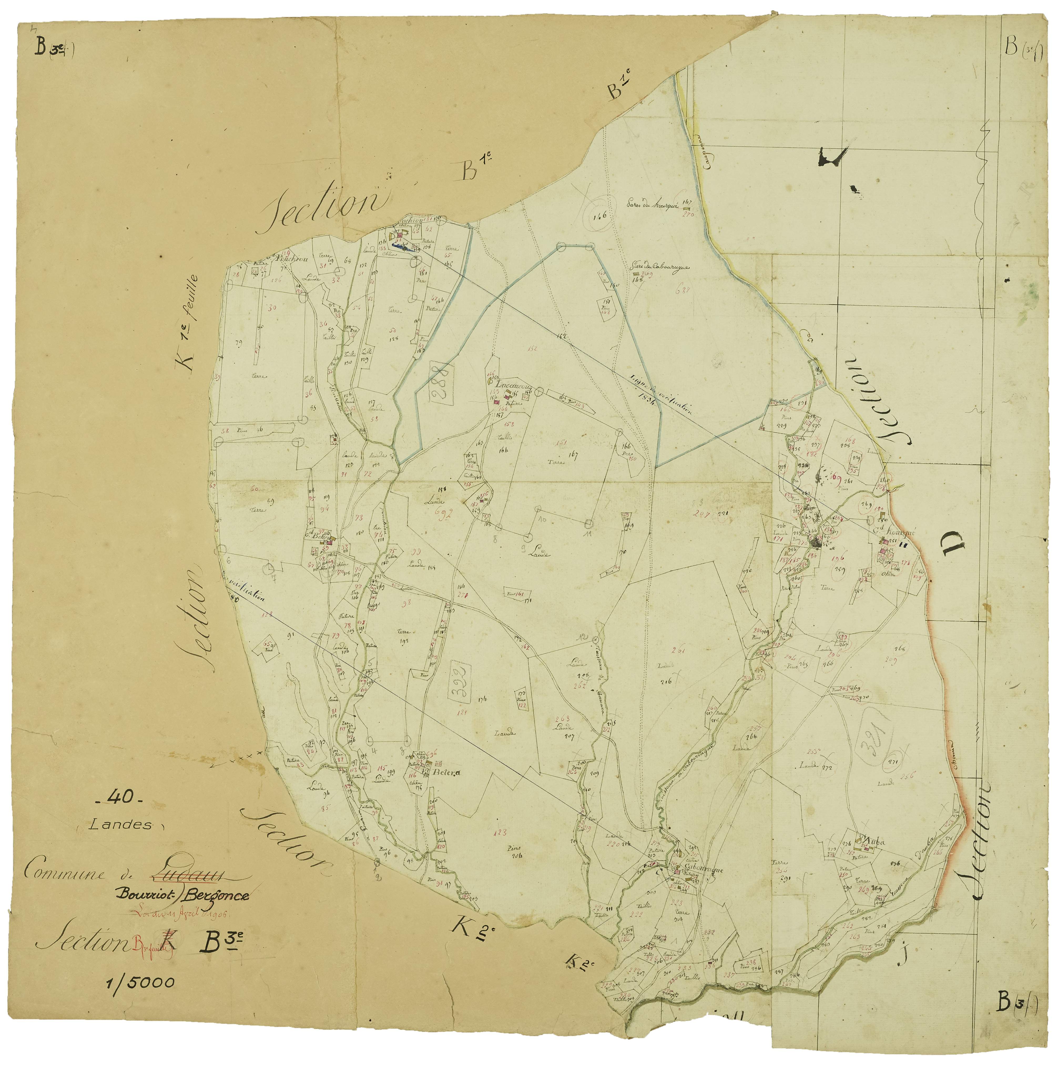 Bourriot-Bergonce - Section B, feuille 3