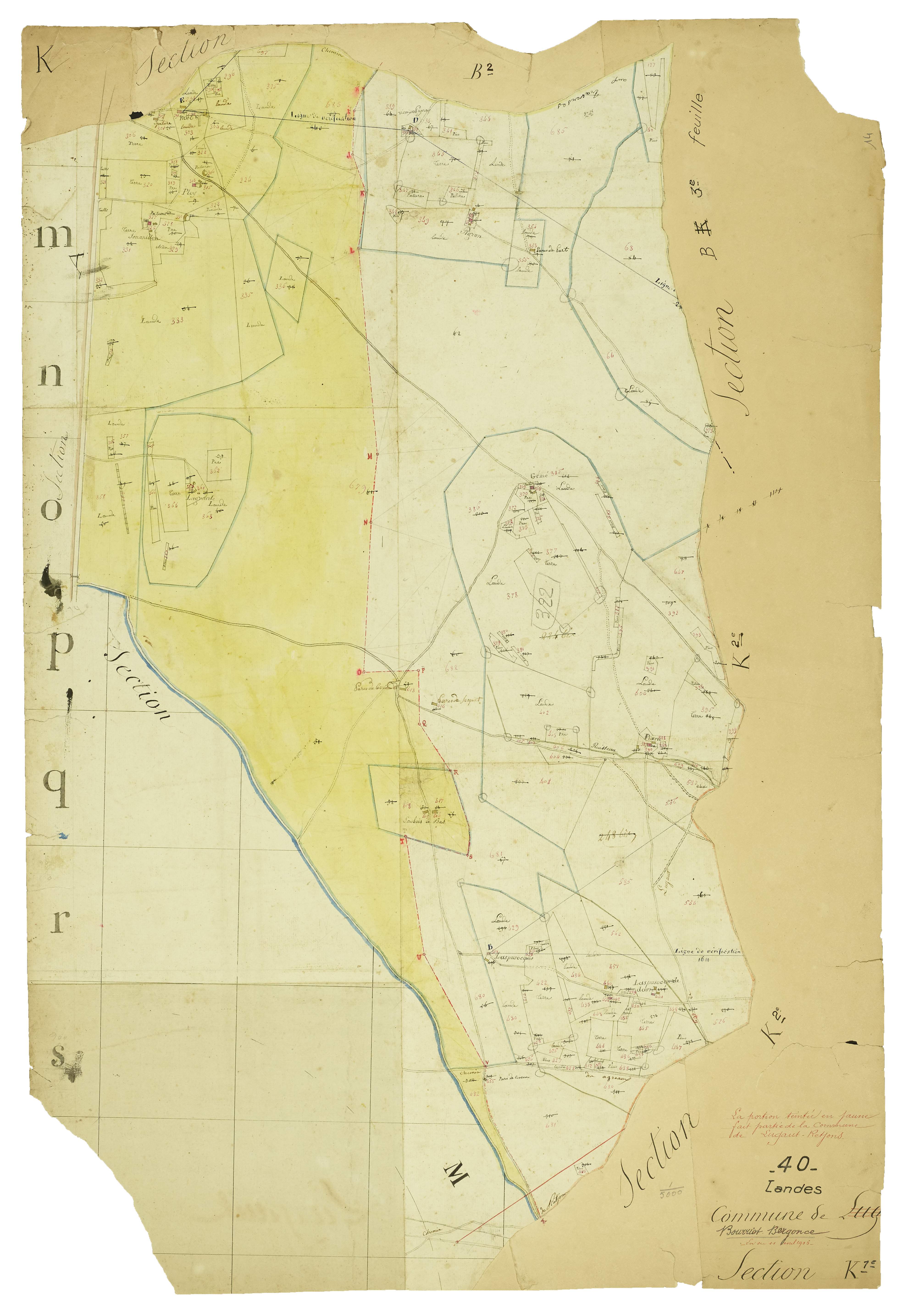 Bourriot-Bergonce - Section K, feuille 1