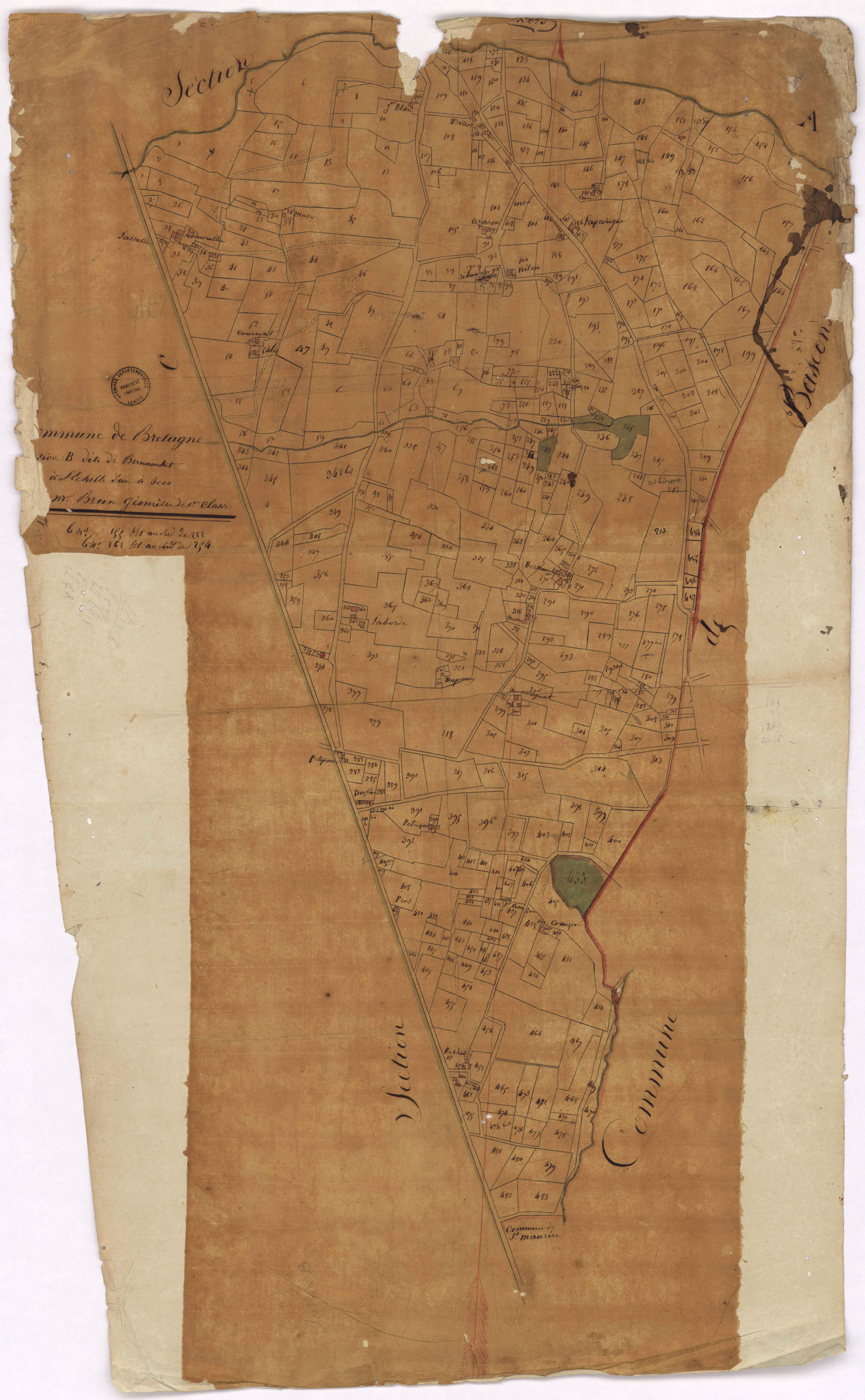 Bretagne-de-Marsan - Section B, dite de Bernauchet, par Brun géomètre