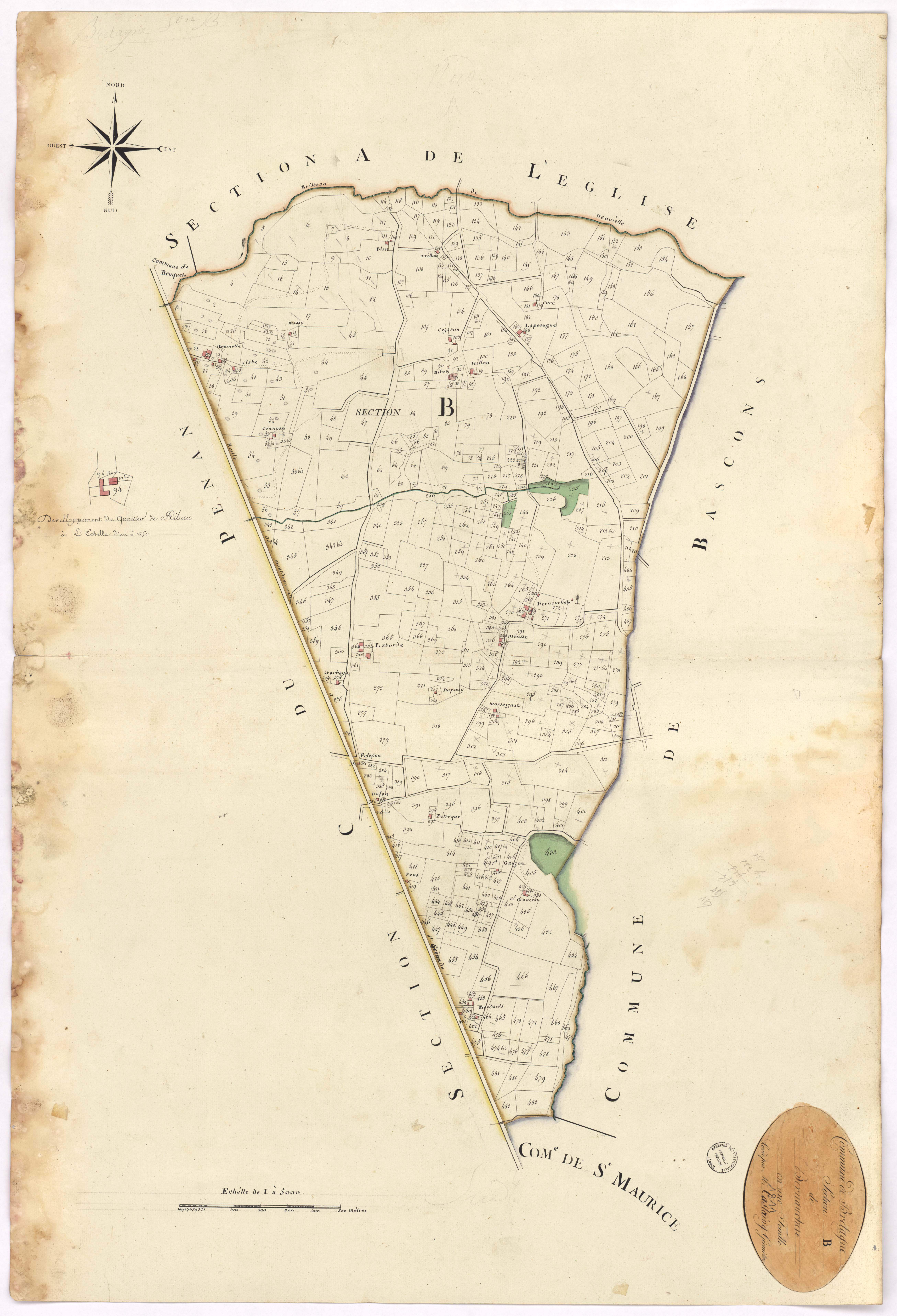 Bretagne-de-Marsan - Section B, dite de Bernauchet, par Castaing géomètre