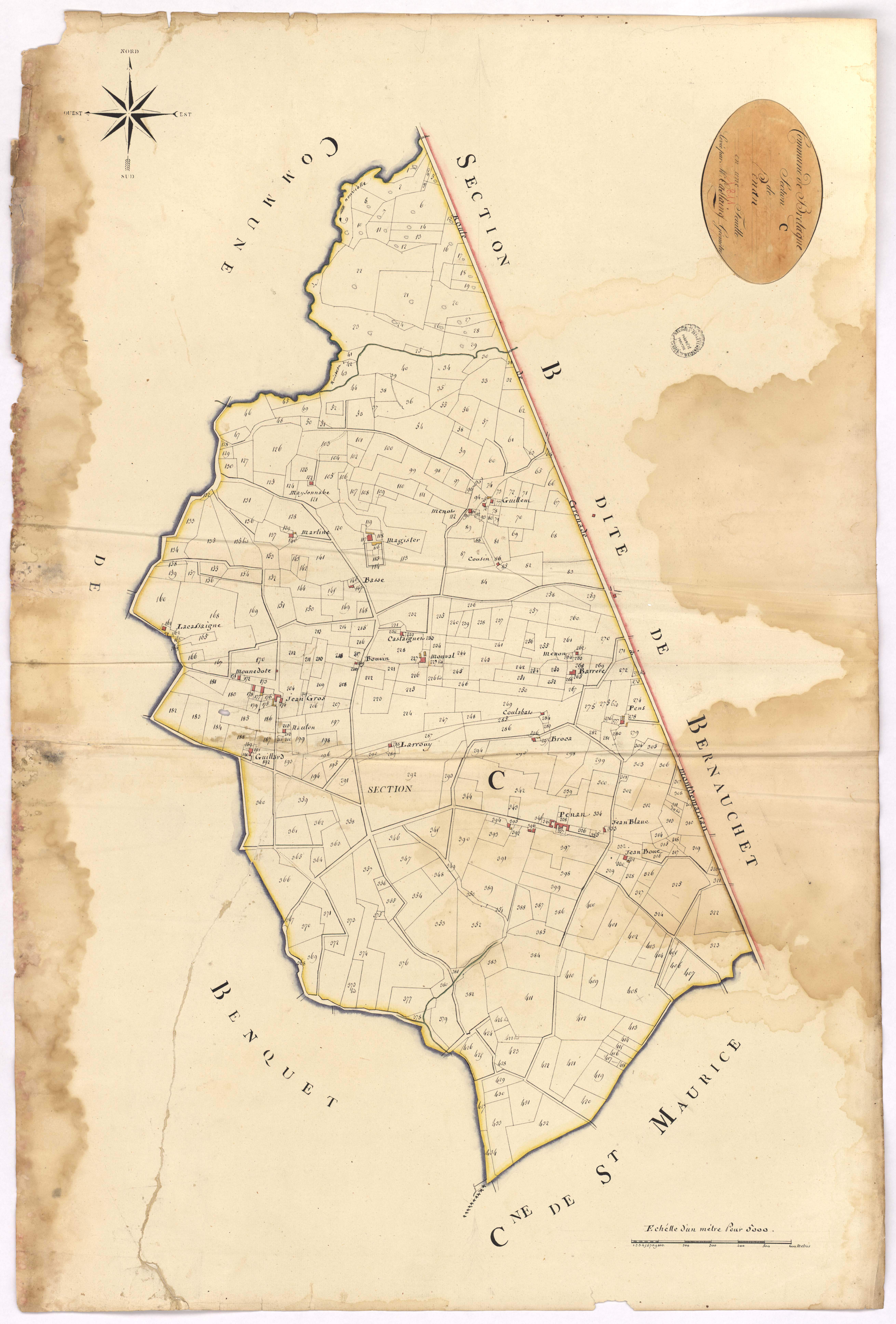 Bretagne-de-Marsan - Section C, dite de Penan, par Castaing géomètre