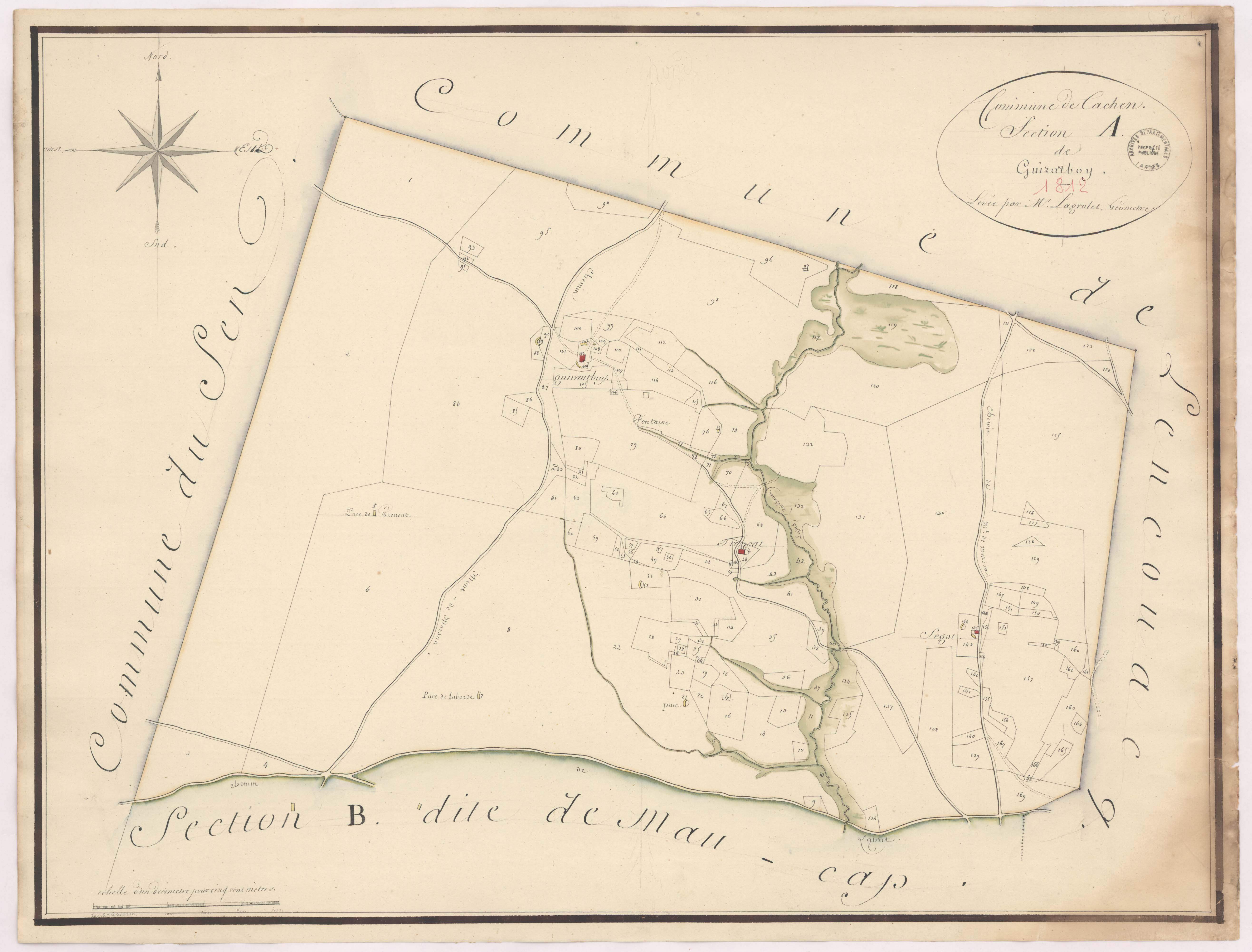 Cachen - Section A, dite de Guirautboy, par Lagrolet géomètre