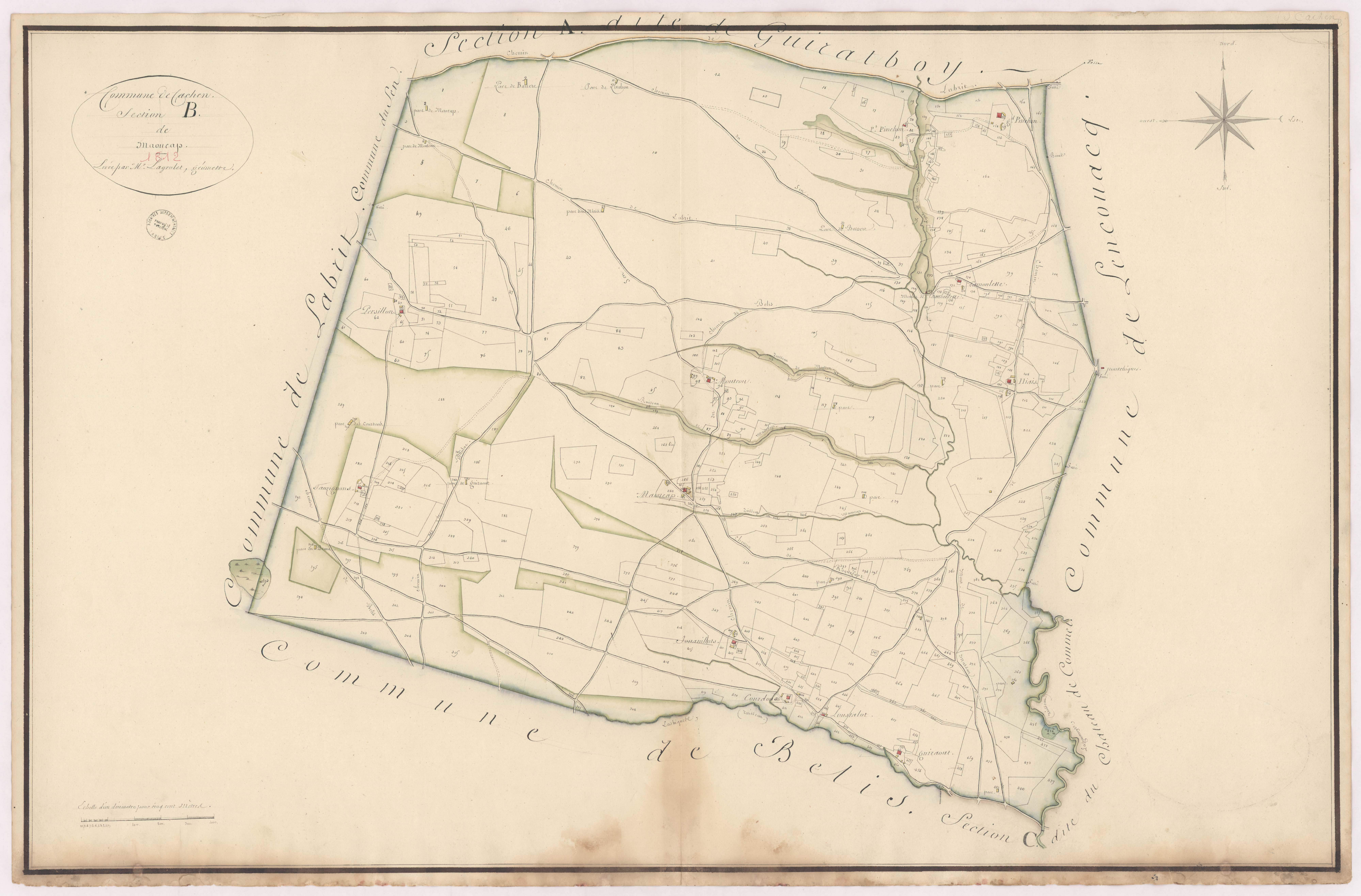 Cachen - Section B, dite de Maoücap, par Lagrolet géomètre
