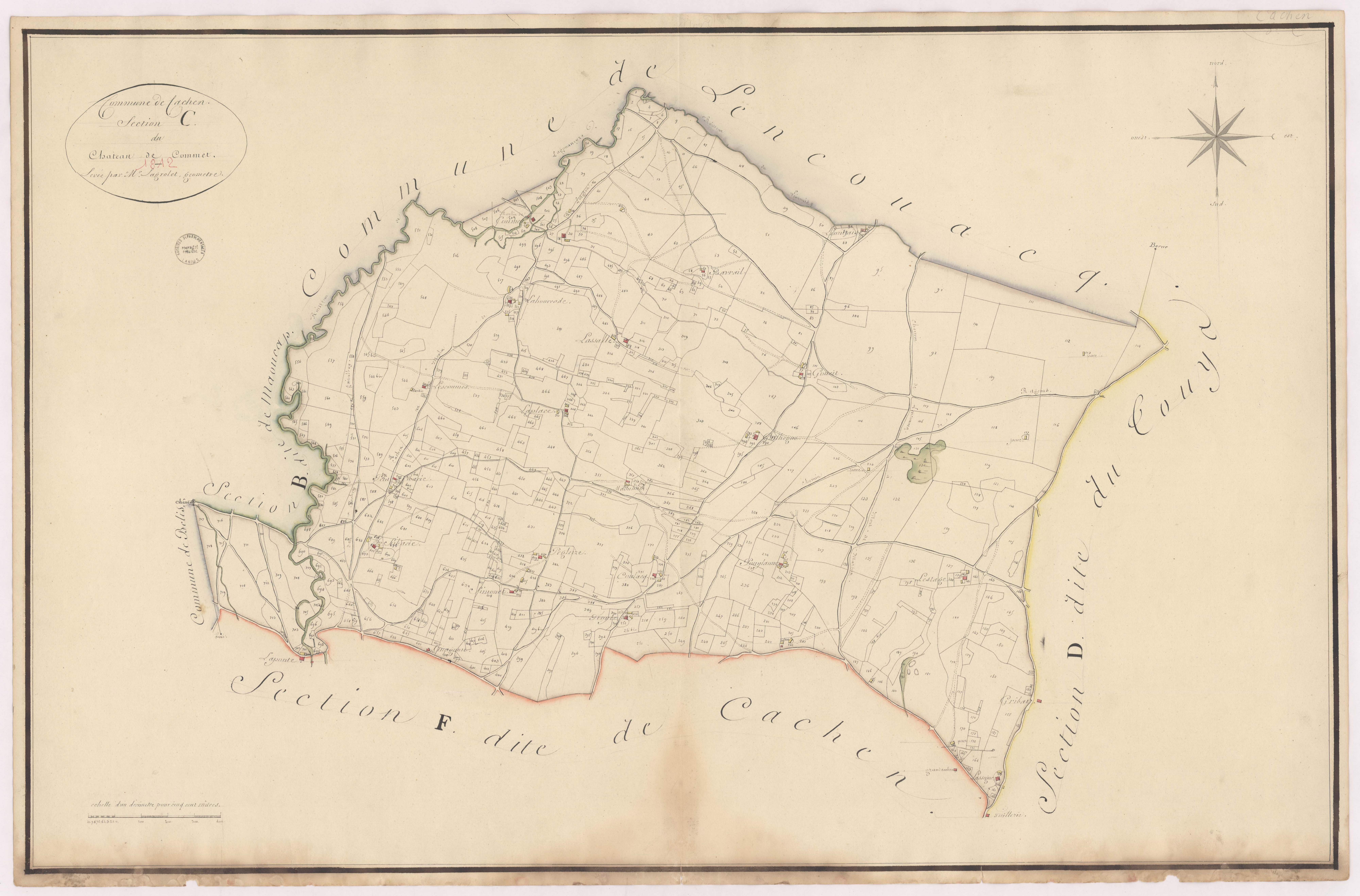 Cachen - Section C, dite du Château de Commet, par Lagrolet géomètre