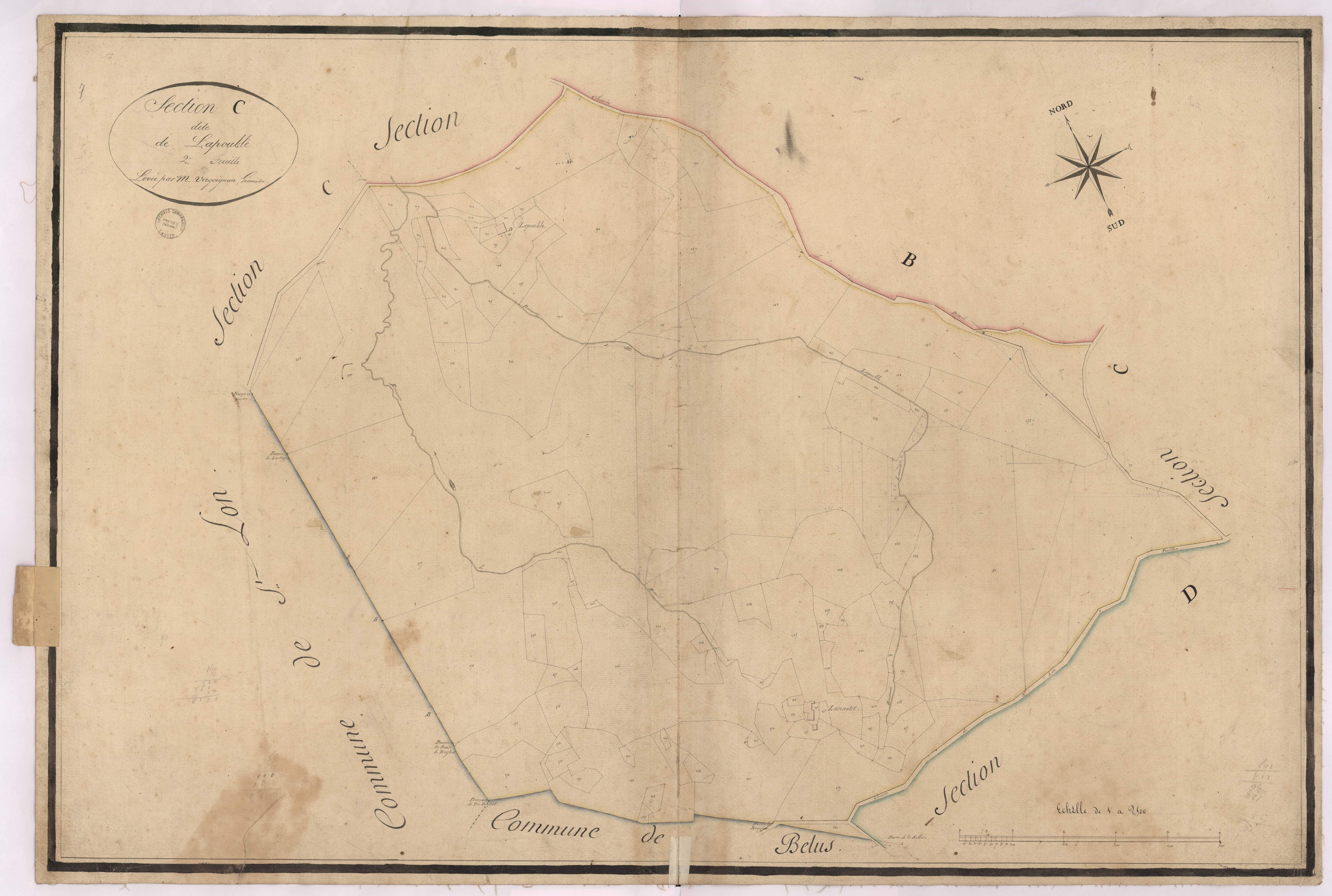 Cagnotte - Section C, dite de Lapouble, 2e feuille, par Vergoignan géomètre