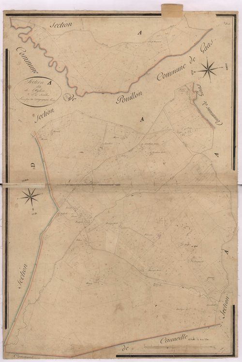 Cagnotte - Section A, dite de l'Eglise, 3e et 4e feuilles, par Vergoignan géomètre
