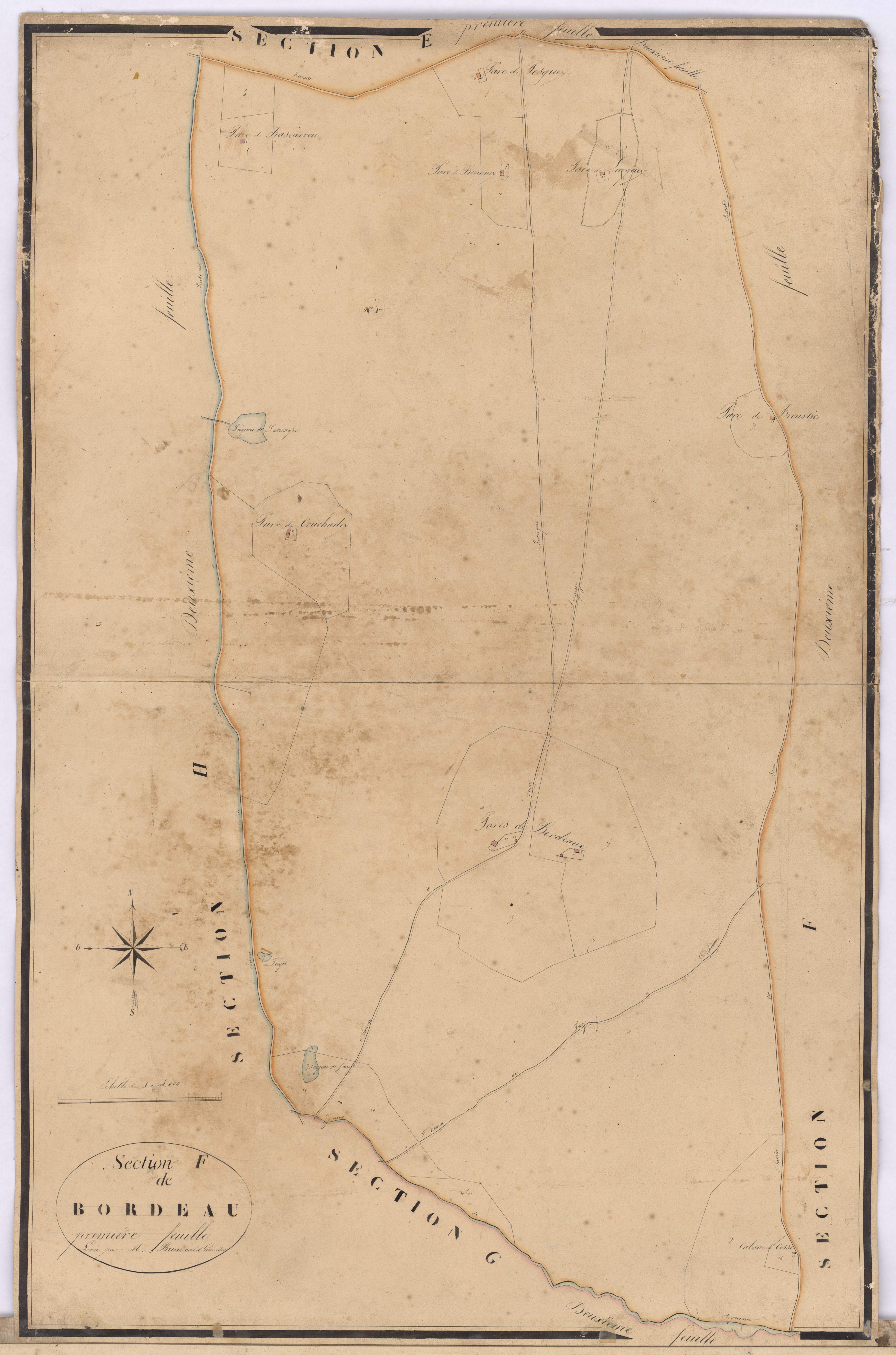 Callen - Section F, dite de Bordeau, 1re feuille, par Brun cadet géomètre