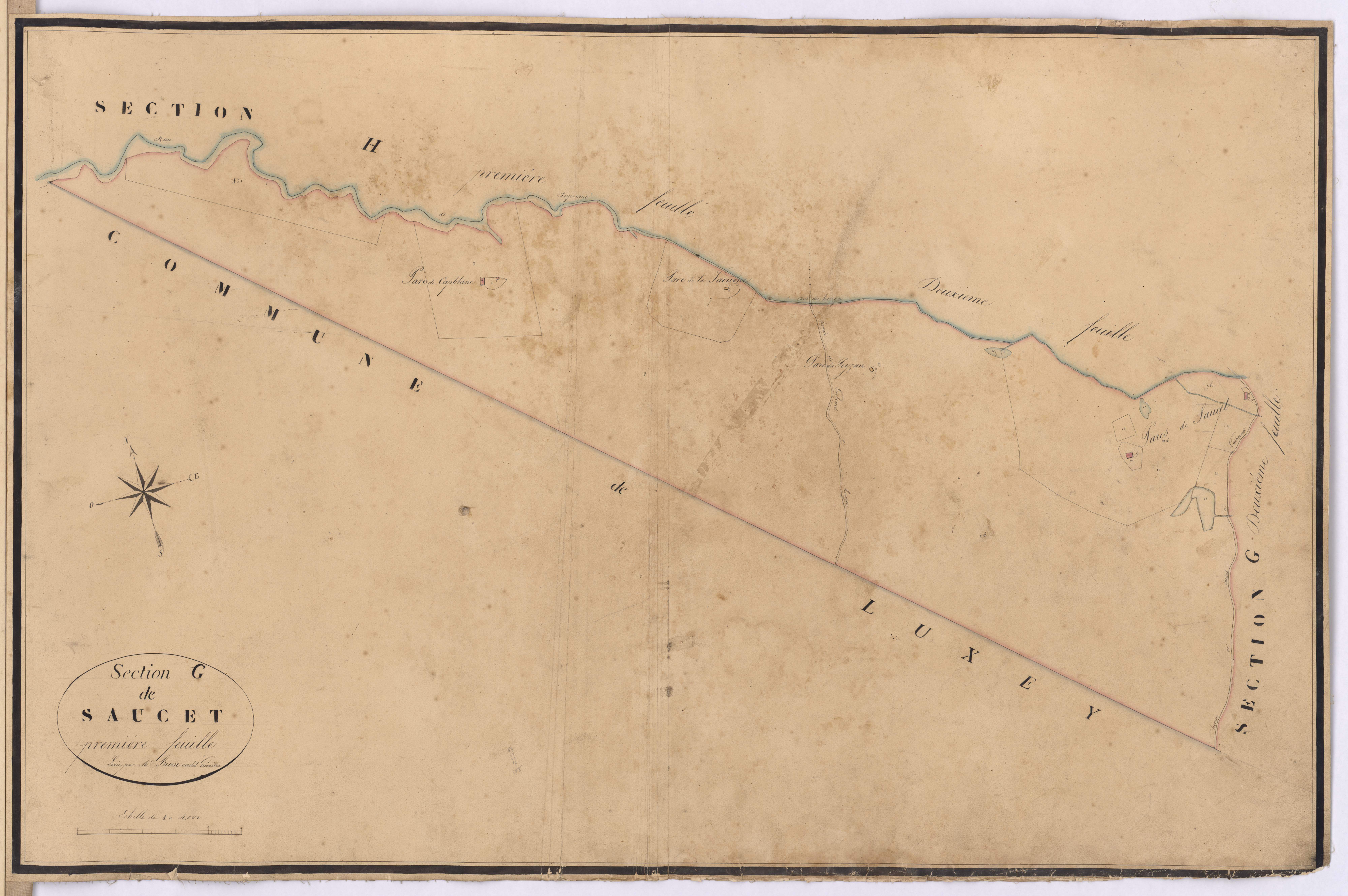 Callen - Section G, dite de Saucet, 1re feuille, par Brun cadet géomètre