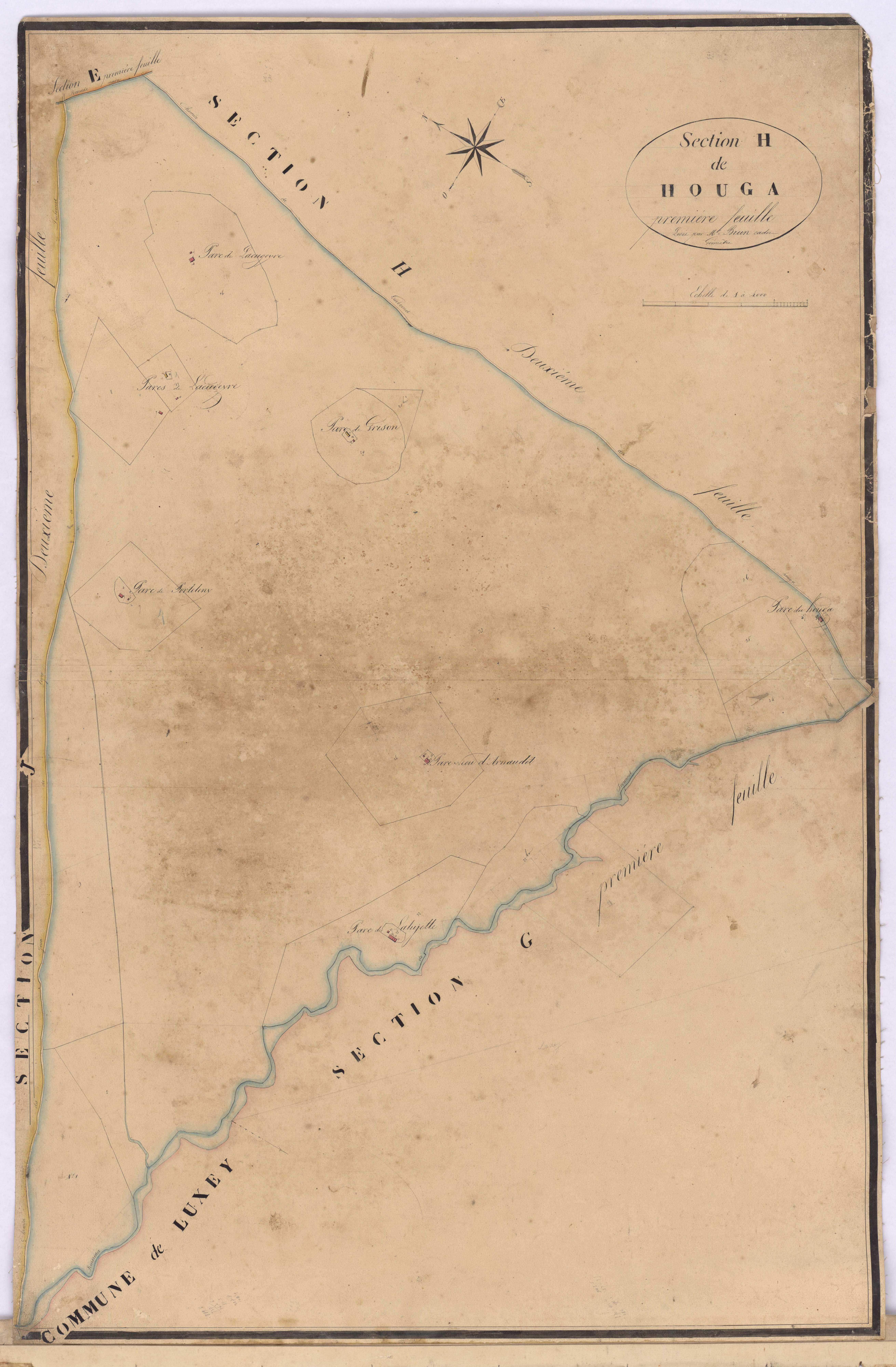 Callen - Section H, dite de Hougat, 1re feuille, par Brun cadet géomètre