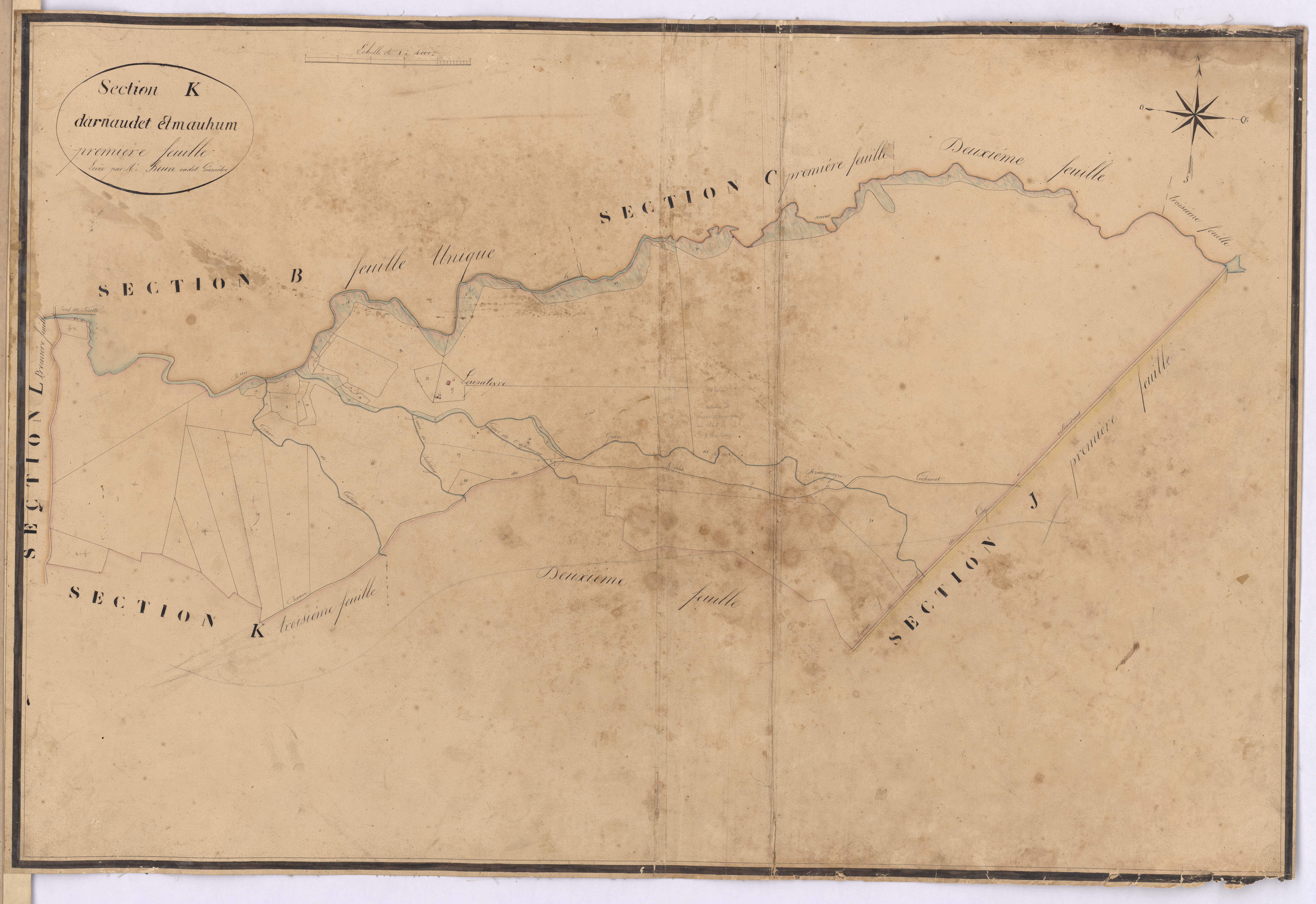 Callen - Section K, dite Darnaudet et Mauhum, 1re feuille, par Brun cadet géomètre