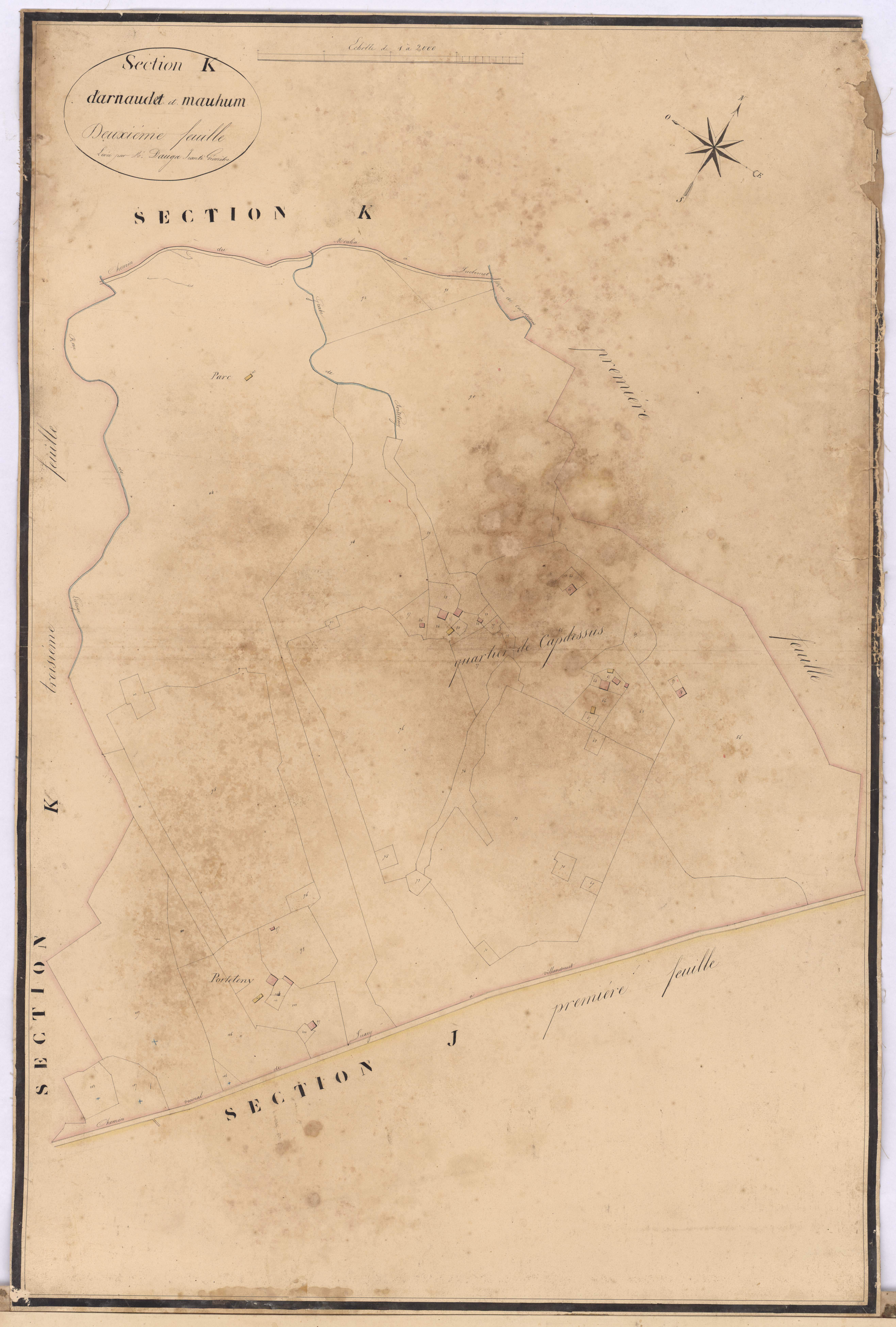 Callen - Section K, dite Darnaudet et Mauhum, 2e feuille, par Dauga Jeanté géomètre