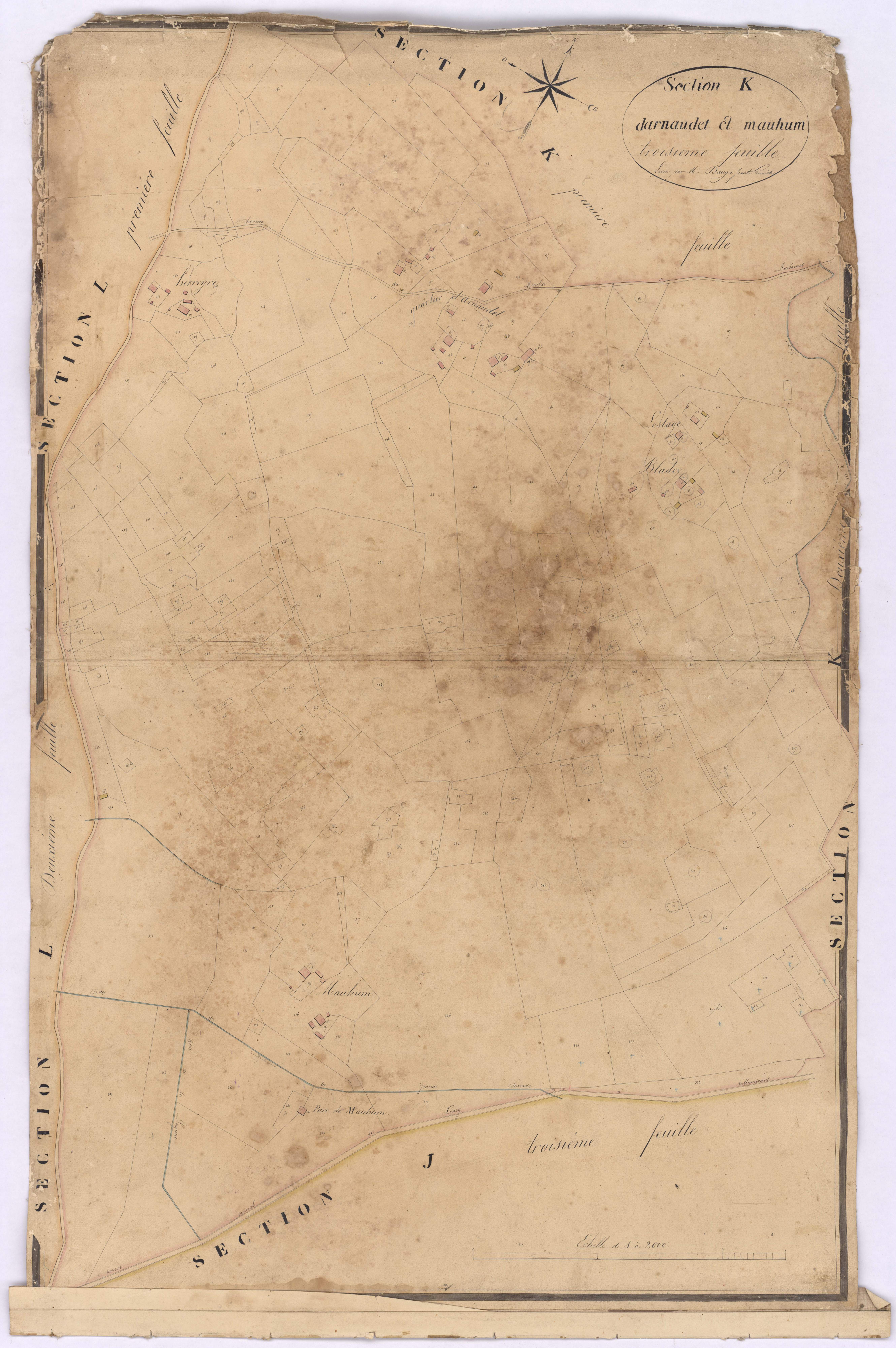 Callen - Section K, dite Darnaudet et Mauhum, 3e feuille, par Dauga Jeanté géomètre