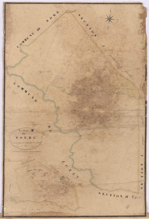 Callen - Section M, dite du Bourg, 1re et 2e feuille, par Brun aîné géomètre