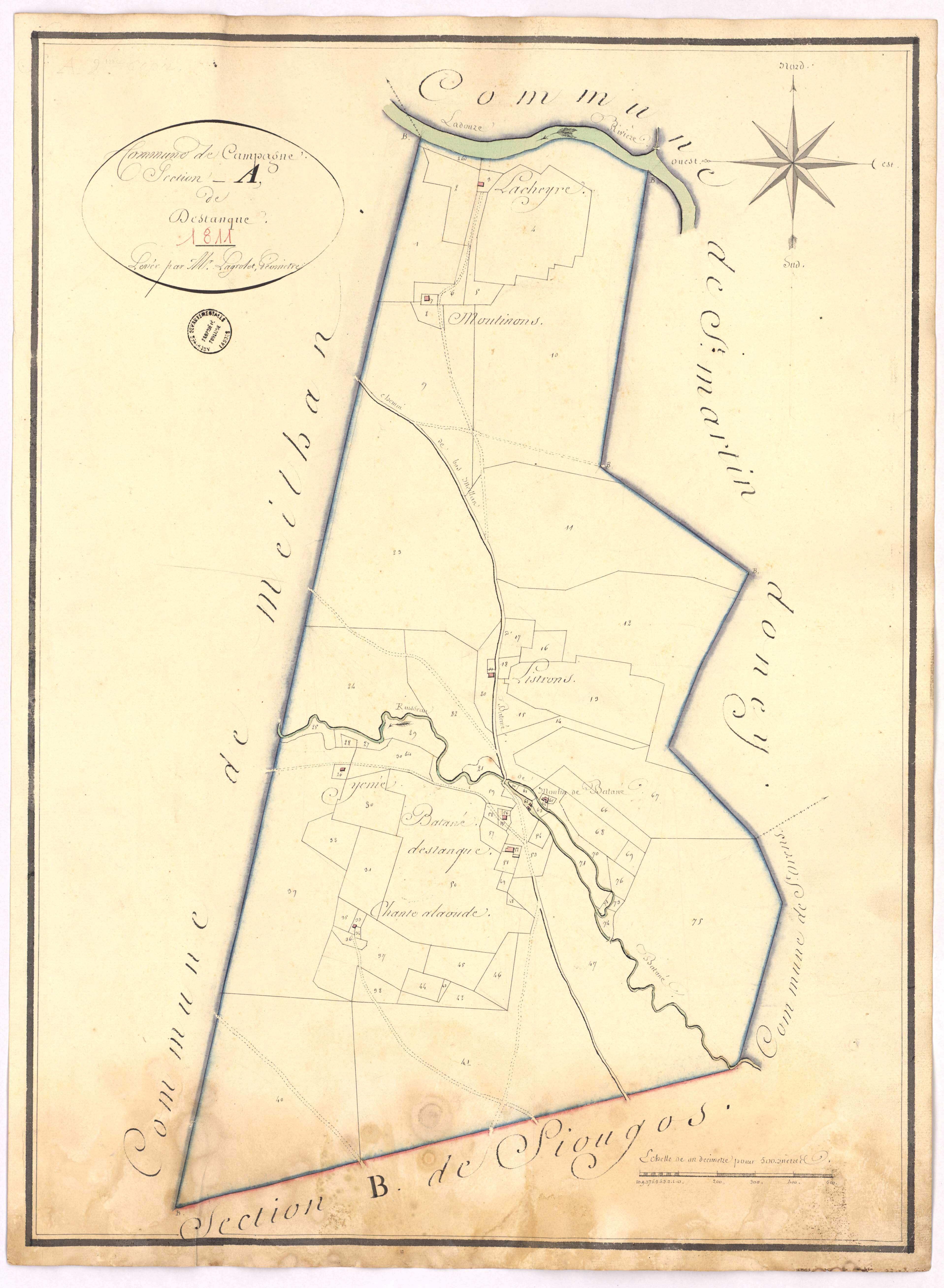 Campagne - Section A, dite de Destanque, par Lagrolet géomètre
