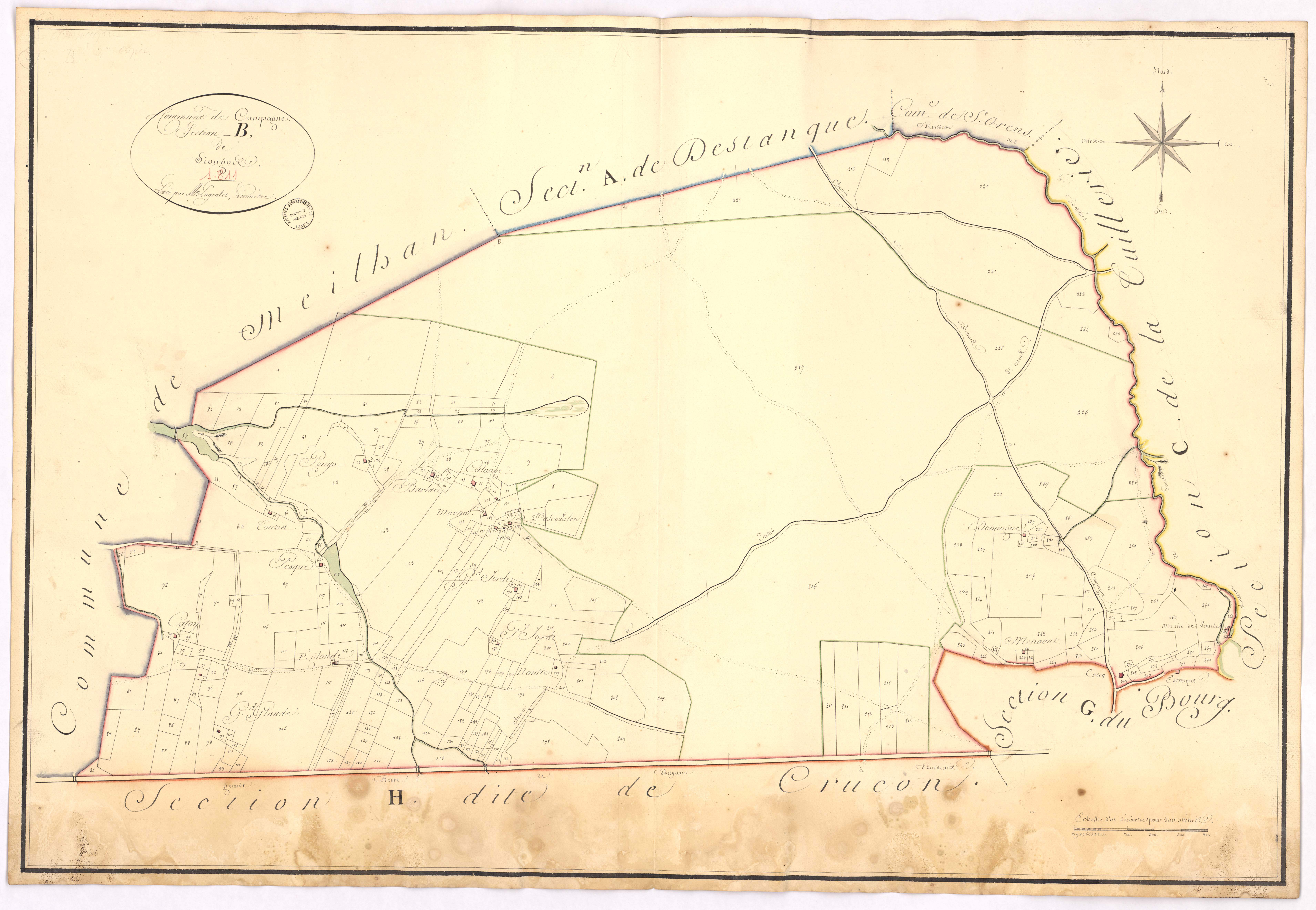 Campagne - Section B, dite de Siougos, par Lagrolet géomètre