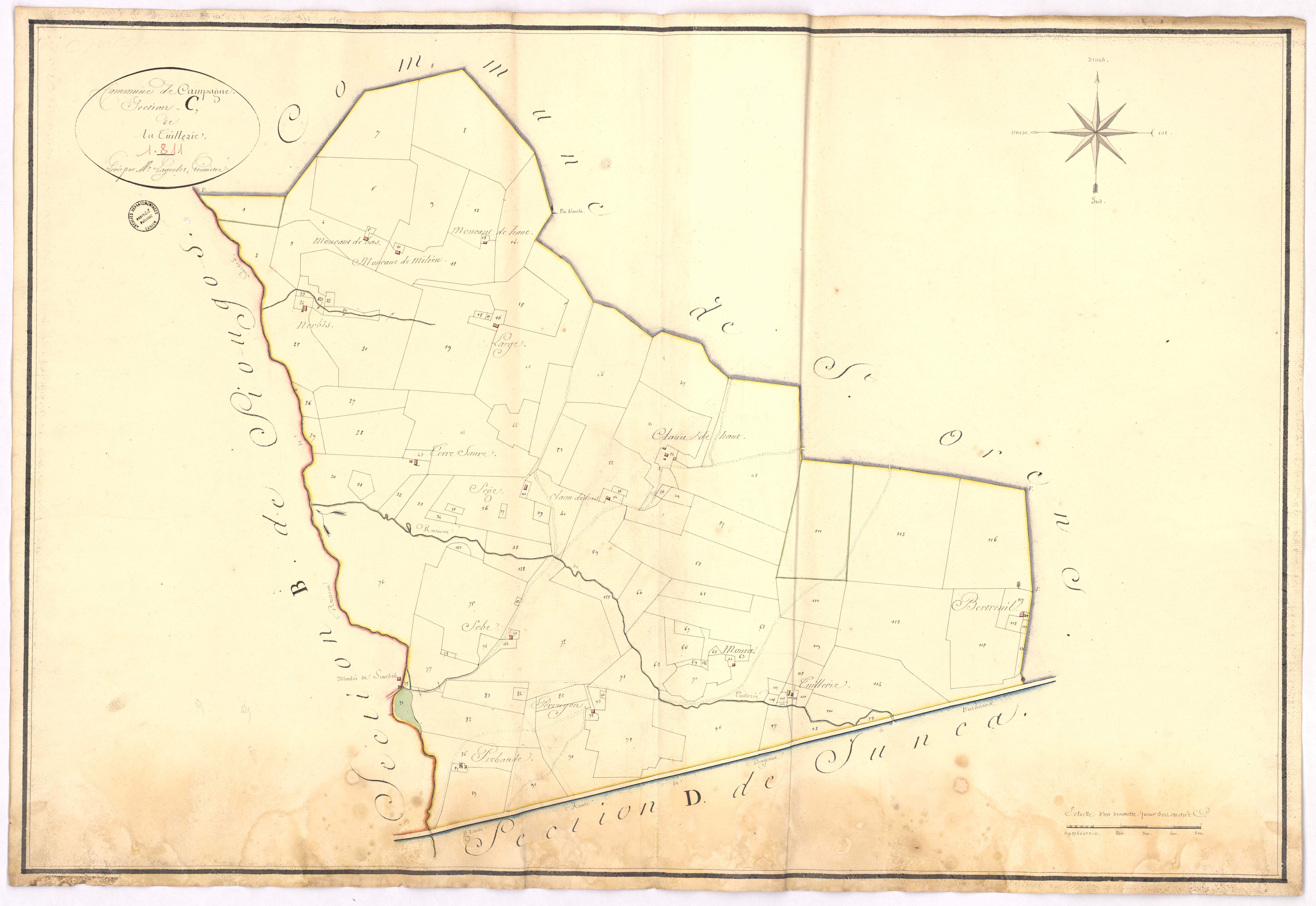 Campagne - Section C, dite de la Tuilerie, par Lagrolet géomètre