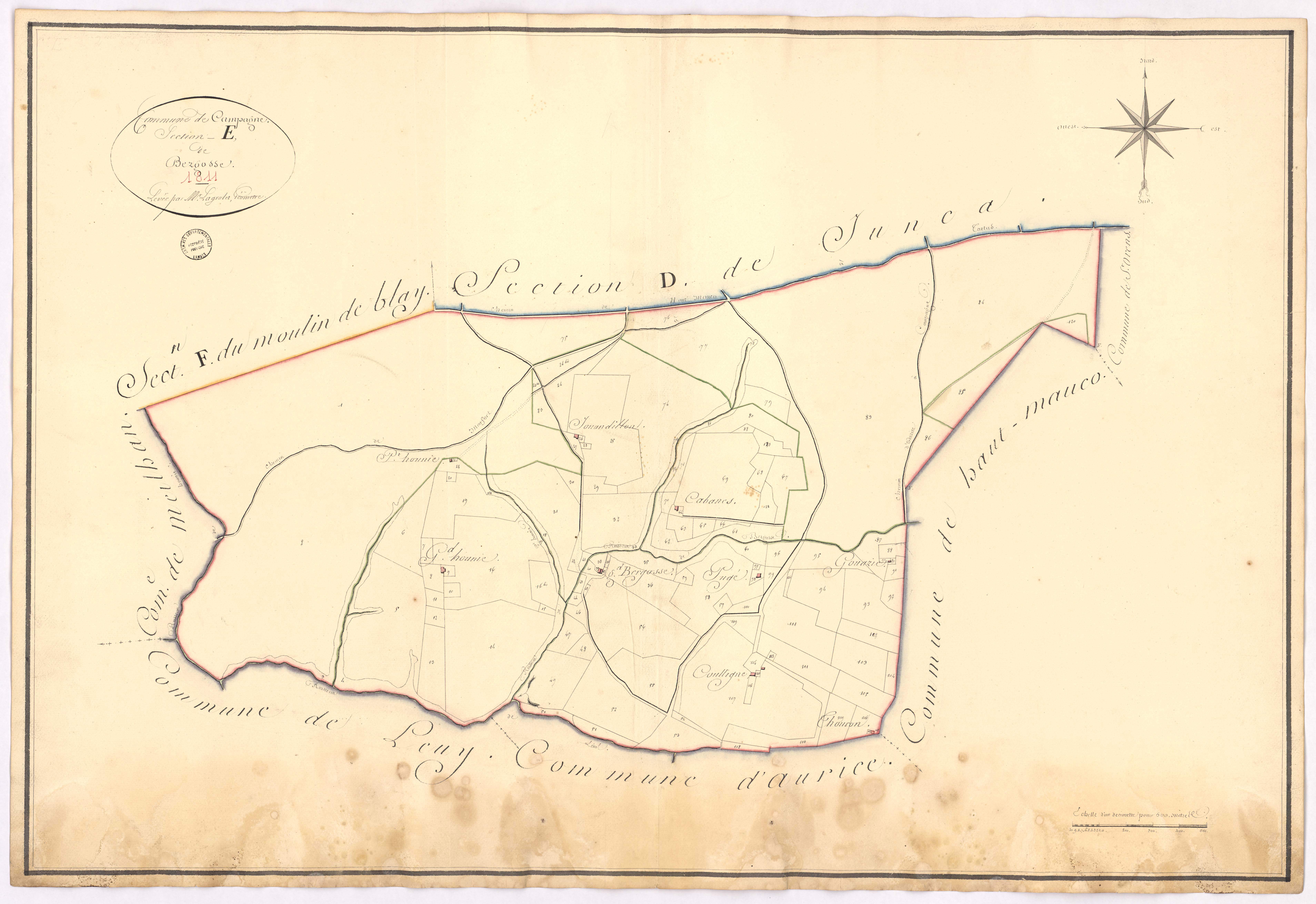 Campagne - Section E, dite de Bergosse, par Lagrolet géomètre