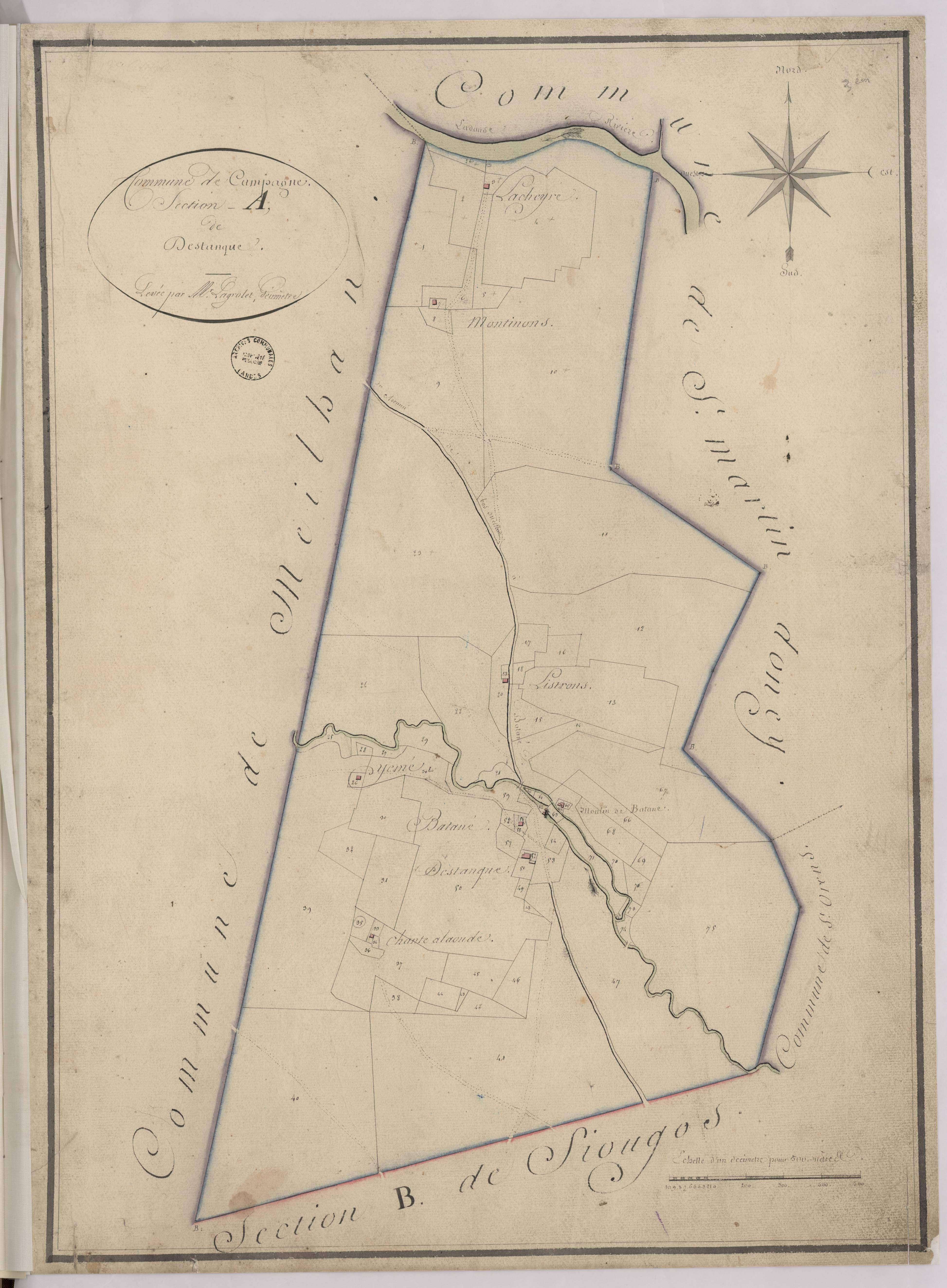 Campagne - Section A, dite de Destanque, par Lagrolet géomètre