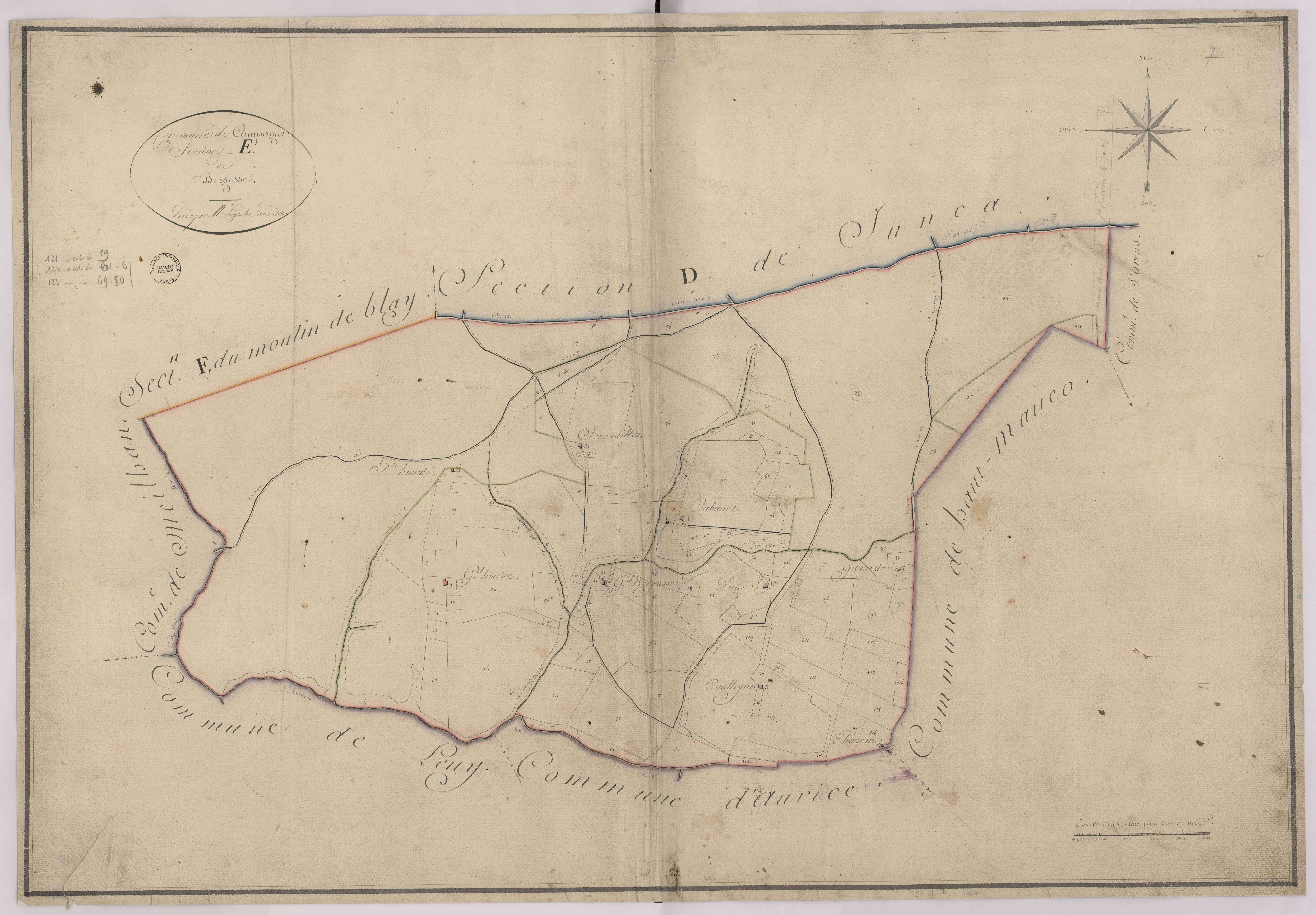 Campagne - Section E, dite de Bergosse, par Lagrolet géomètre