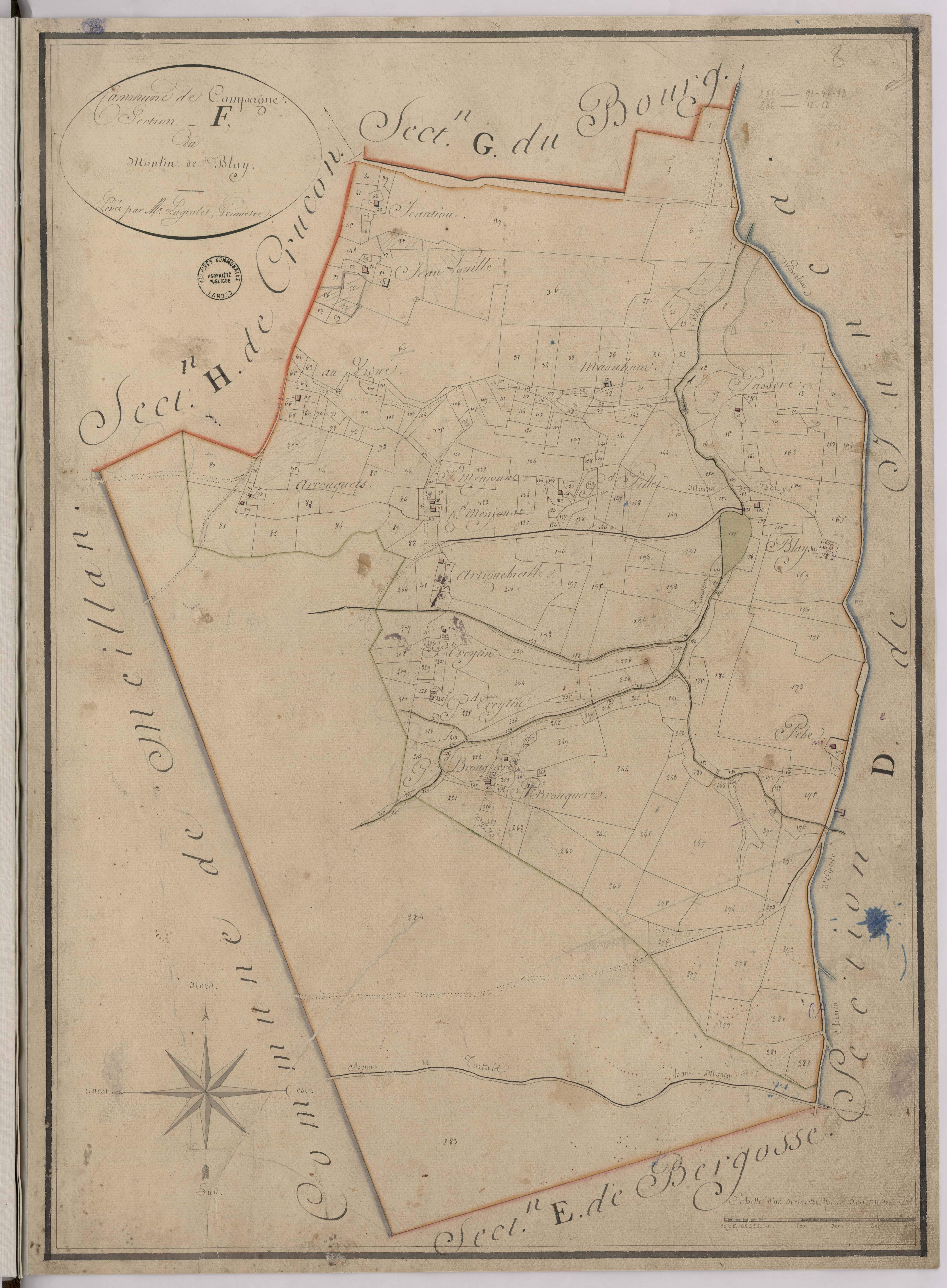 Campagne - Section F, dite du Moulin de Blay, par Lagrolet géomètre
