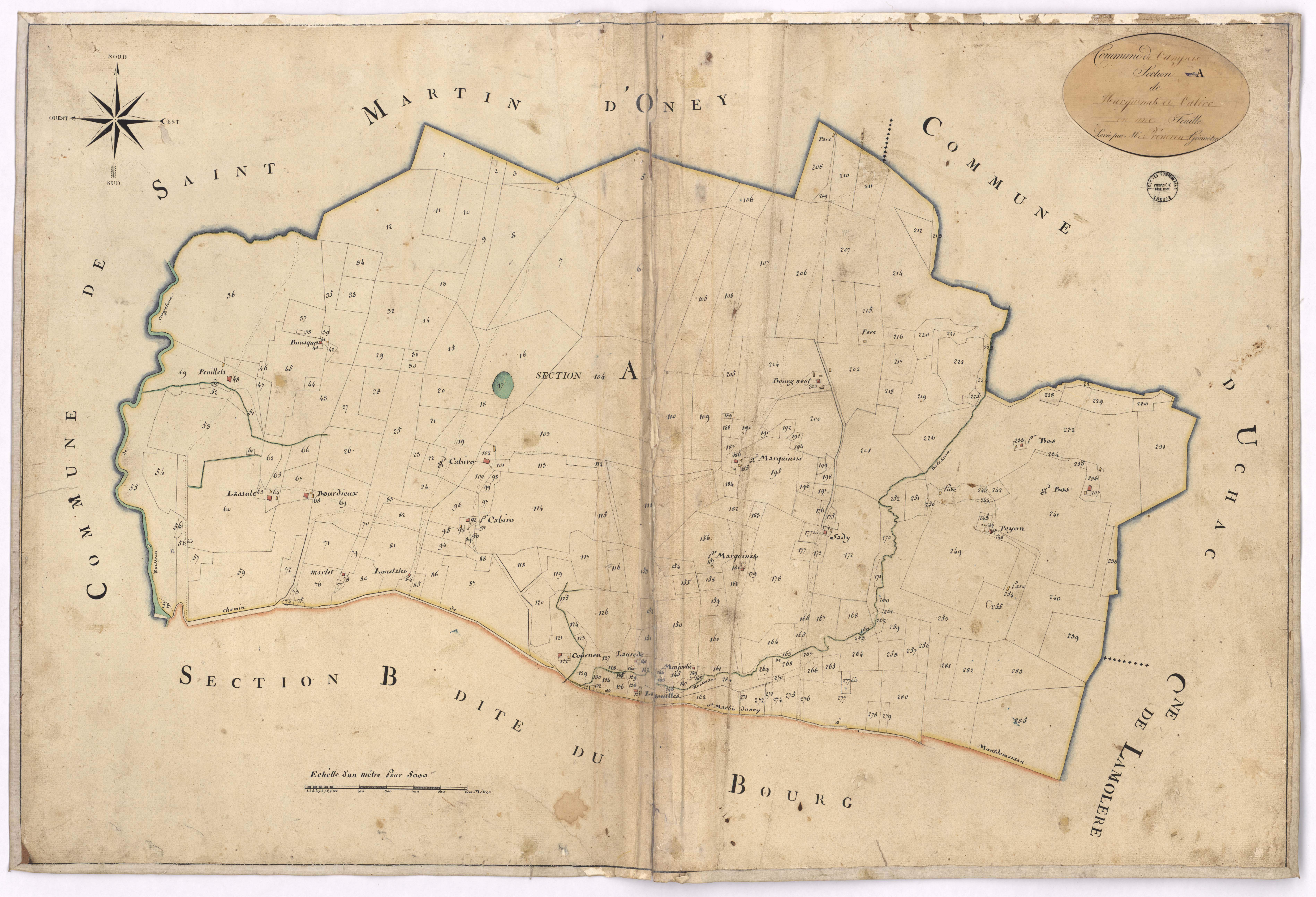 Campet-et-Lamolère - Section A, dite de Marquinat et Cabiro, par Préneron géomètre